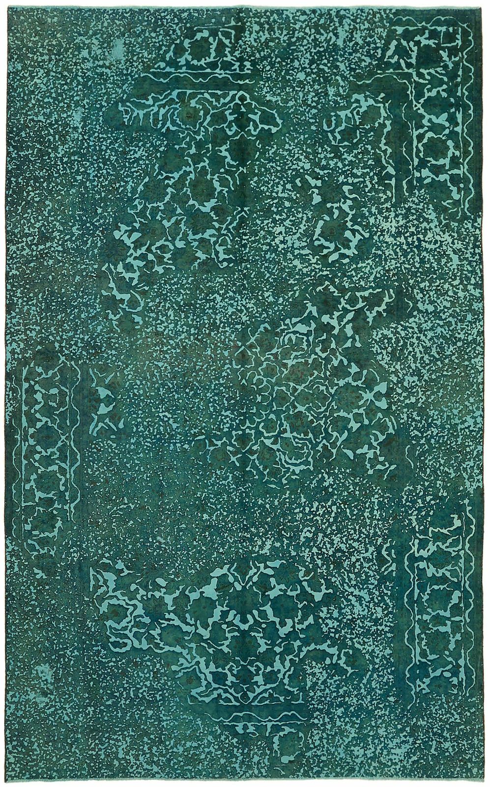 Handmade Turquoise Over Dyed  1980's Large Area Rug ( 367 X 235 Cm )
