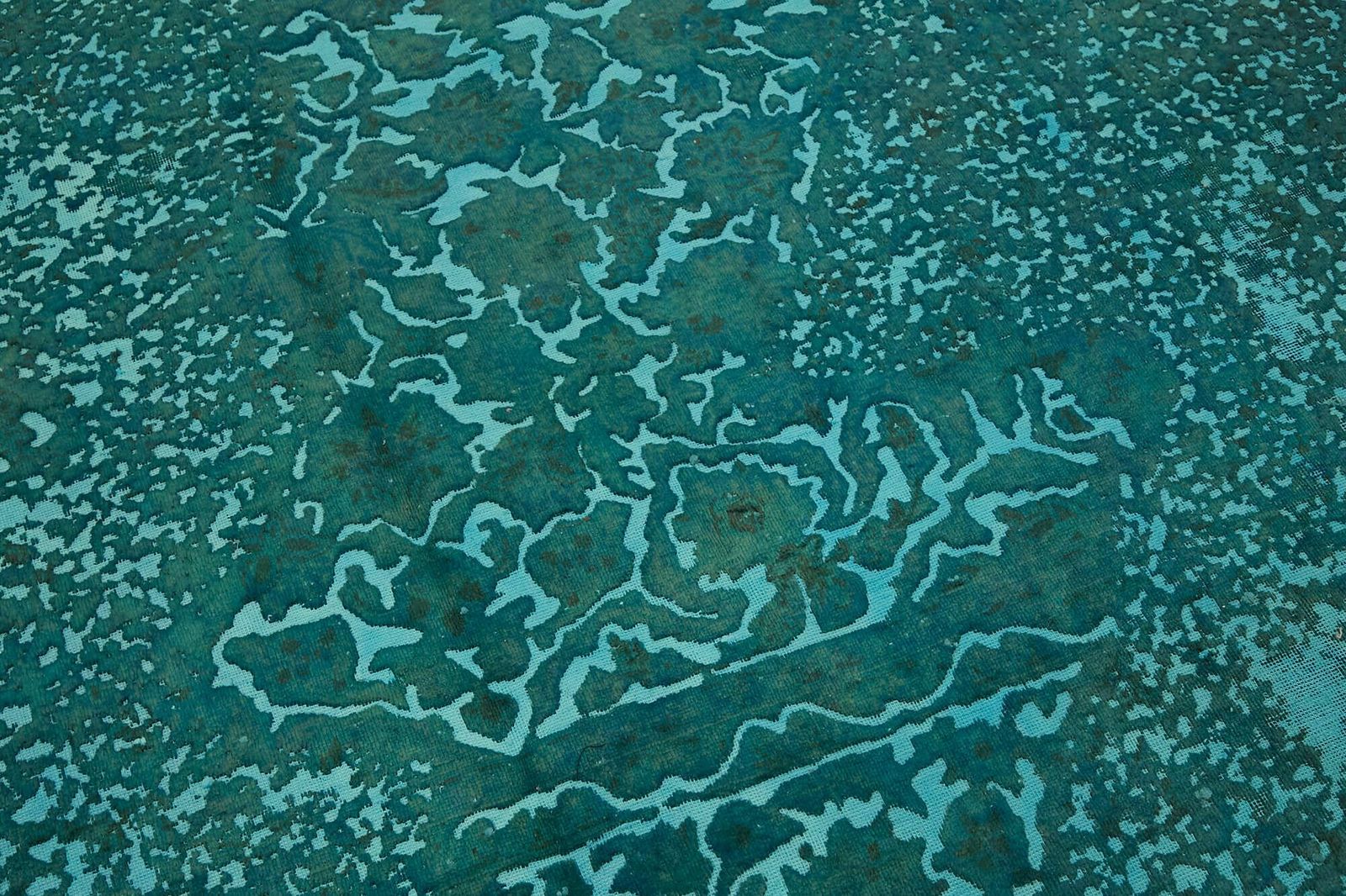 photo for sale Handmade Turquoise Over Dyed  1980's Large Area Rug ( 367 X 235 Cm )