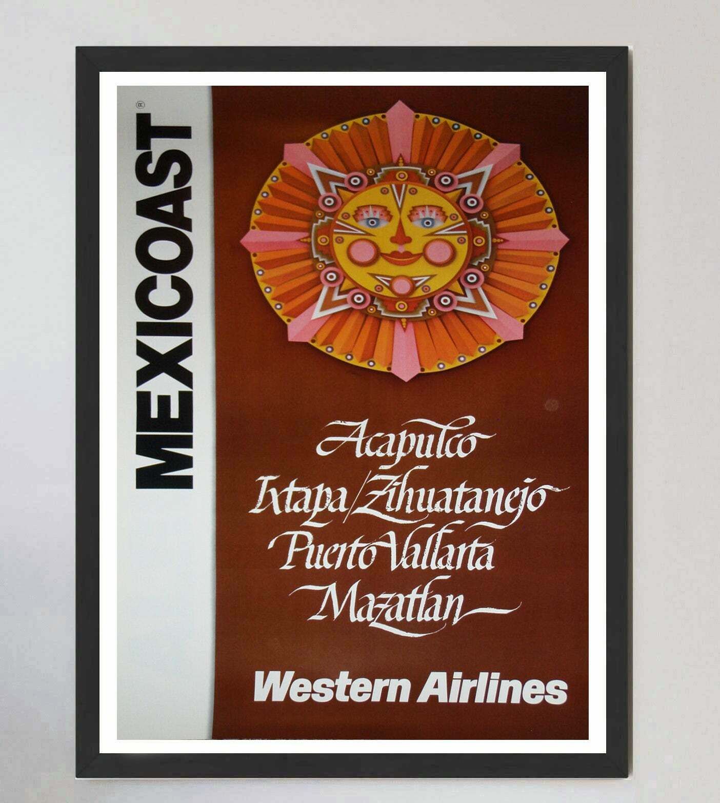 Mexico Coast   Western Air Lines Original Vintage Poster photo furniture