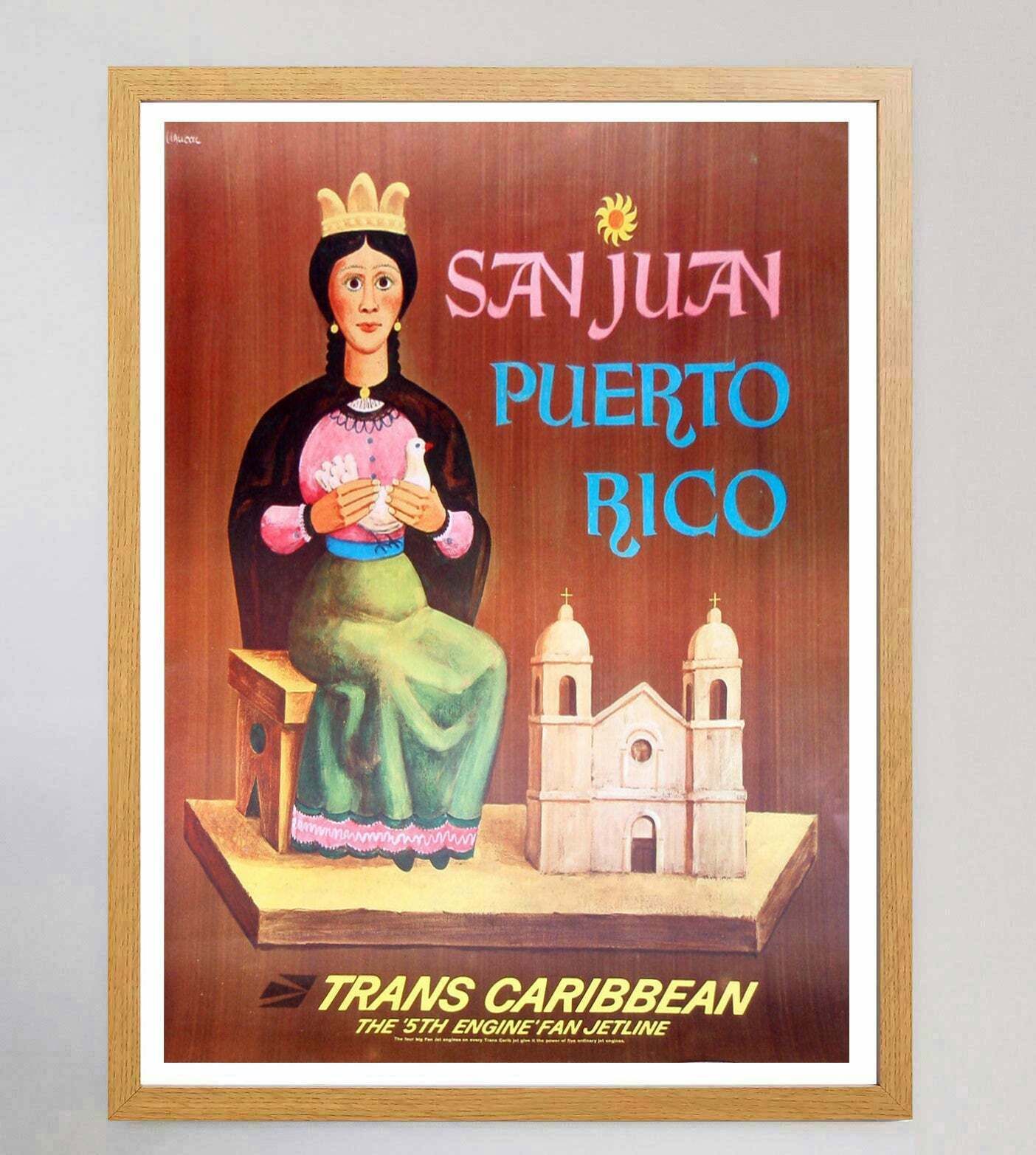 San Juan Puerto Rico   Trans Caribbean Airways Original Vintage Poster photo Art