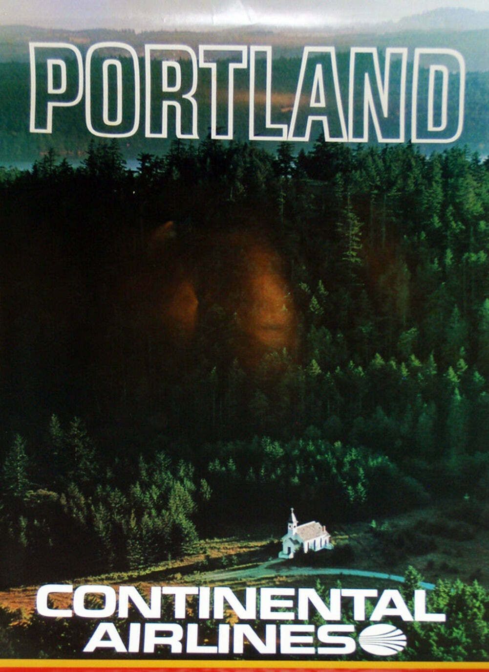 Continental Airlines   Portland Original Vintage Poster