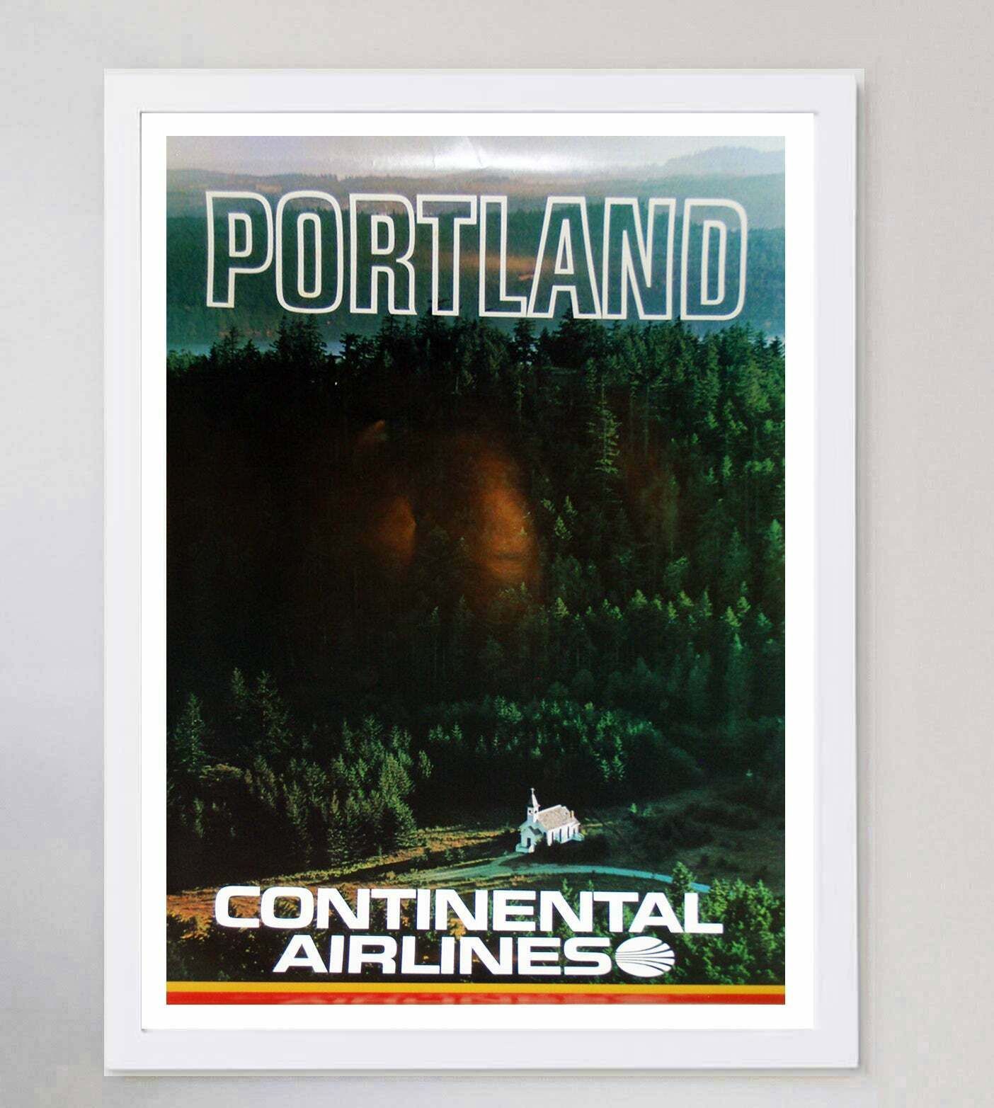 Continental Airlines   Portland Original Vintage Poster photo for sale