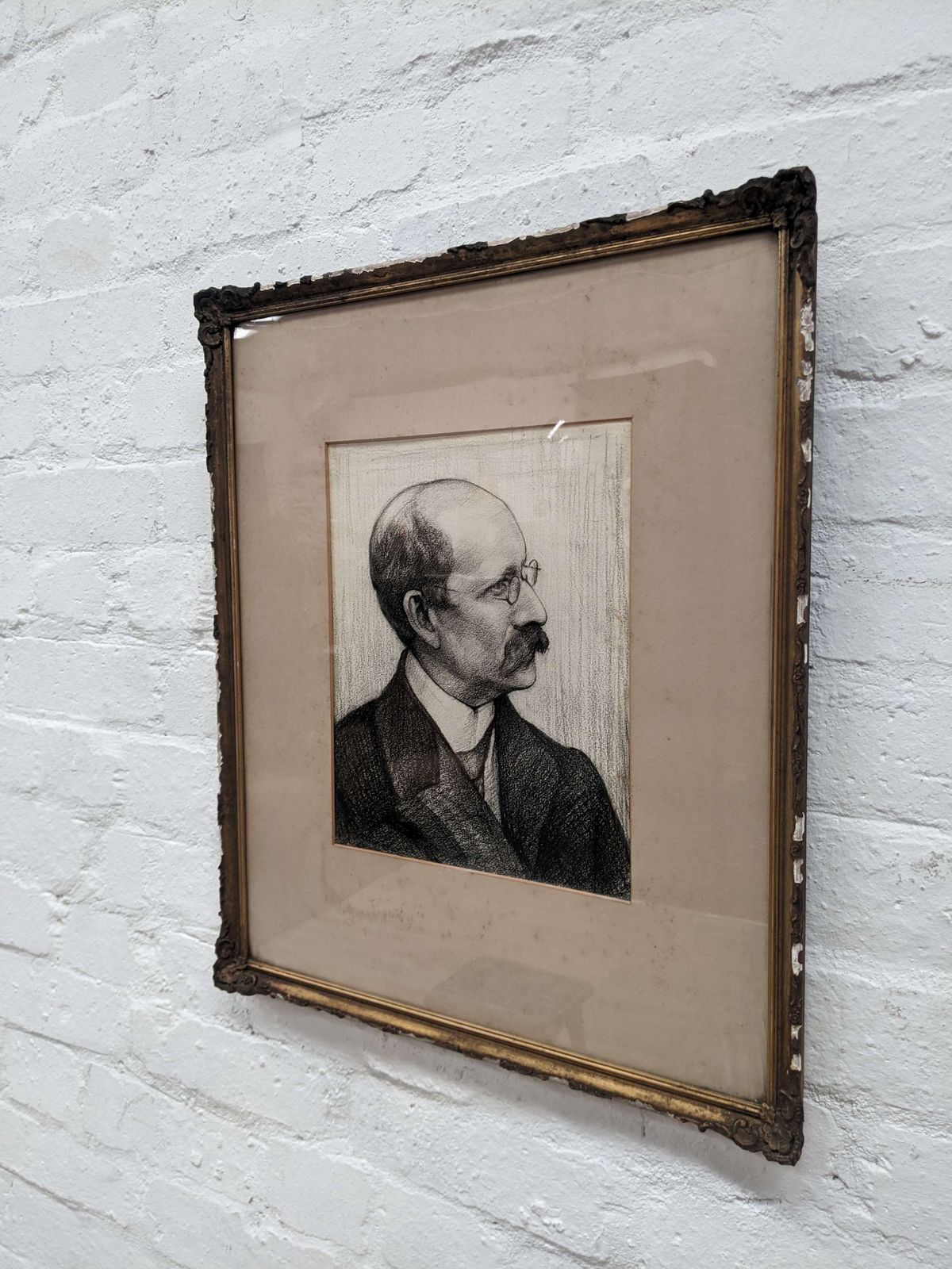 Gilt Framed Pencil Portrait Of A Victorian Gentleman photo furniture