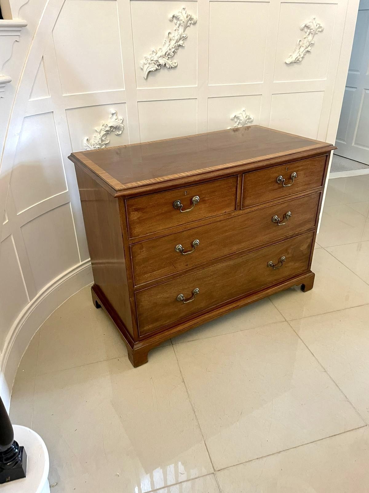 Antique 19th Century Quality Mahogany Chest Of 4 Drawers