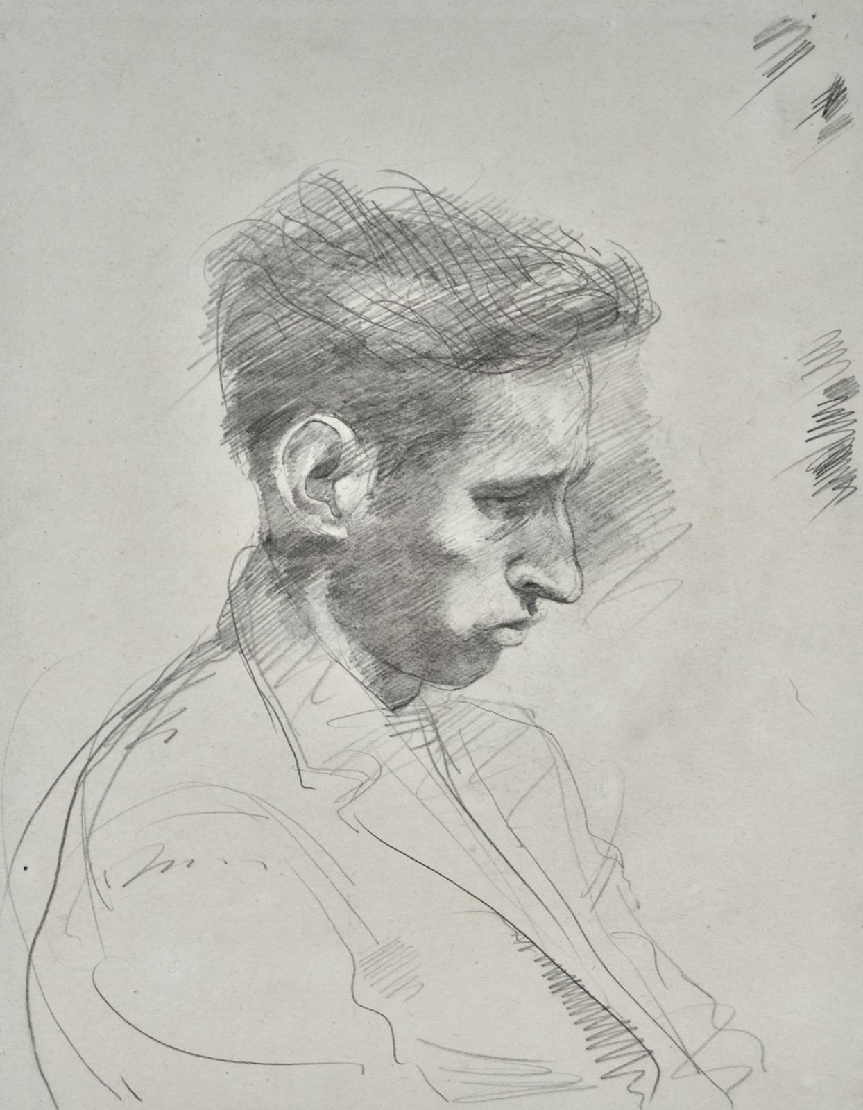 John Sergeant   20th Century British Portrait Drawing Of A Young Man