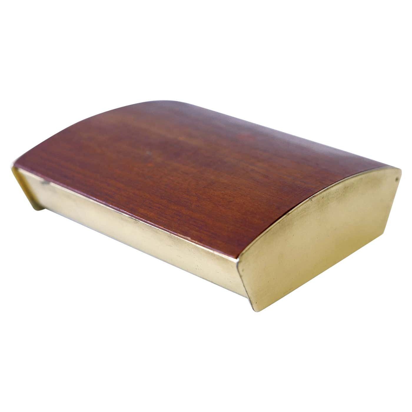 Rare Mid Century Modern Teak Cork & Brass Box By Carl Auböck Austria 1950s