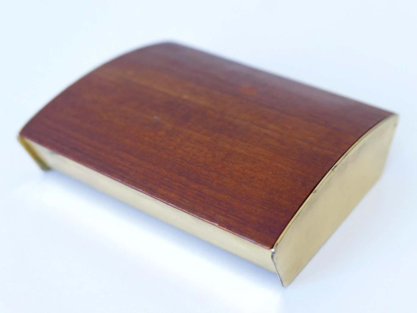Rare Mid Century Modern Teak Cork & Brass Box By Carl Auböck Austria 1950s photo for sale