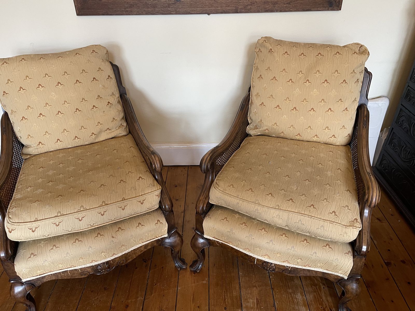 Bergere 3 Piece Suite In Lovely Gold Upholstery