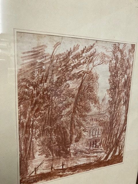 Mid 19th Century Drawing In Sanguine Pencil. In Frame With Silver Inserts photo furniture