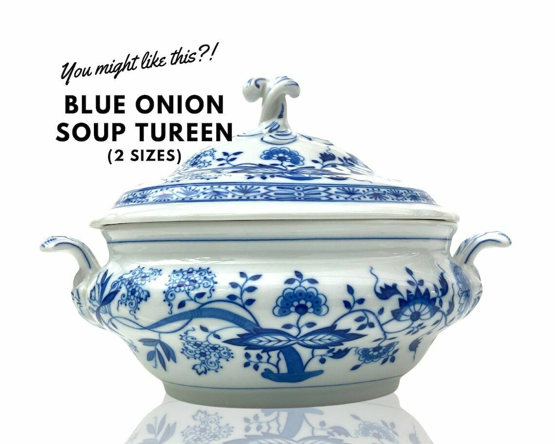 photo furniture 6x Blue Onion Soup Set | Cream Soup Cup And Saucer | Hutschenreuther