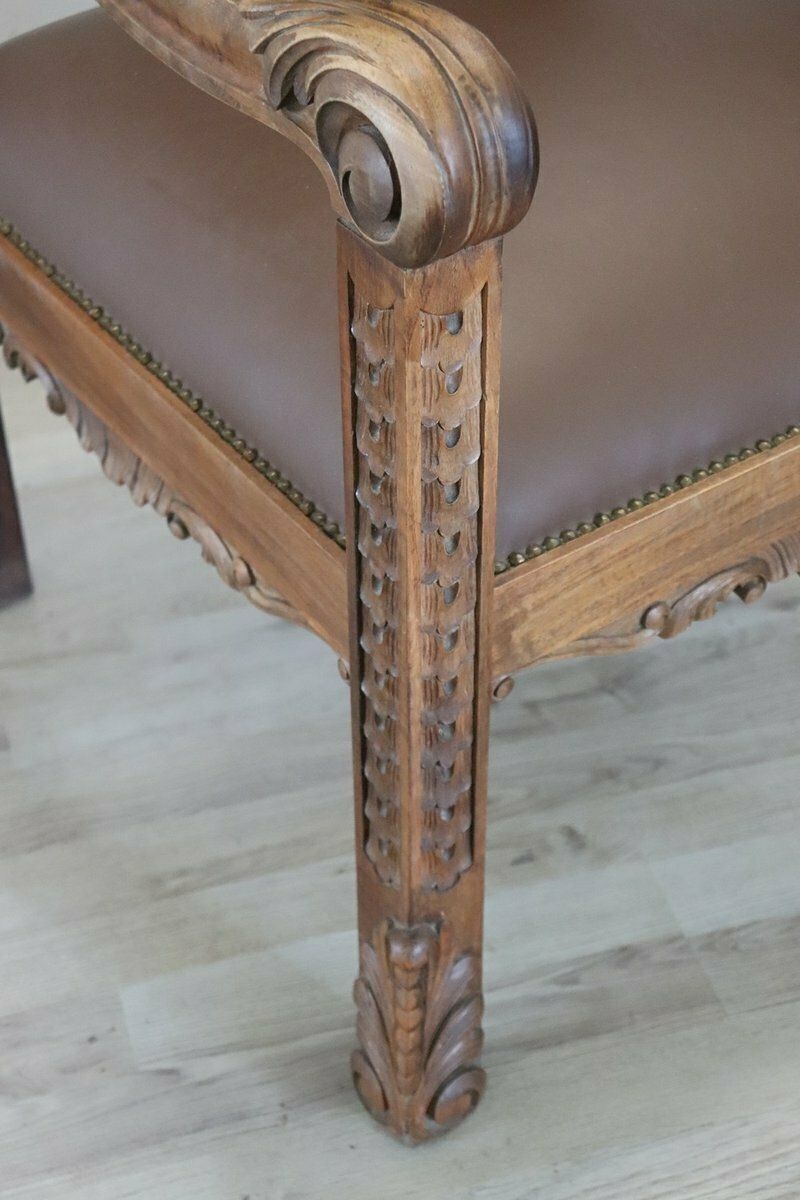 Late 19th Century Carved Walnut Throne Chairs, Set Of 2 photo vinterior