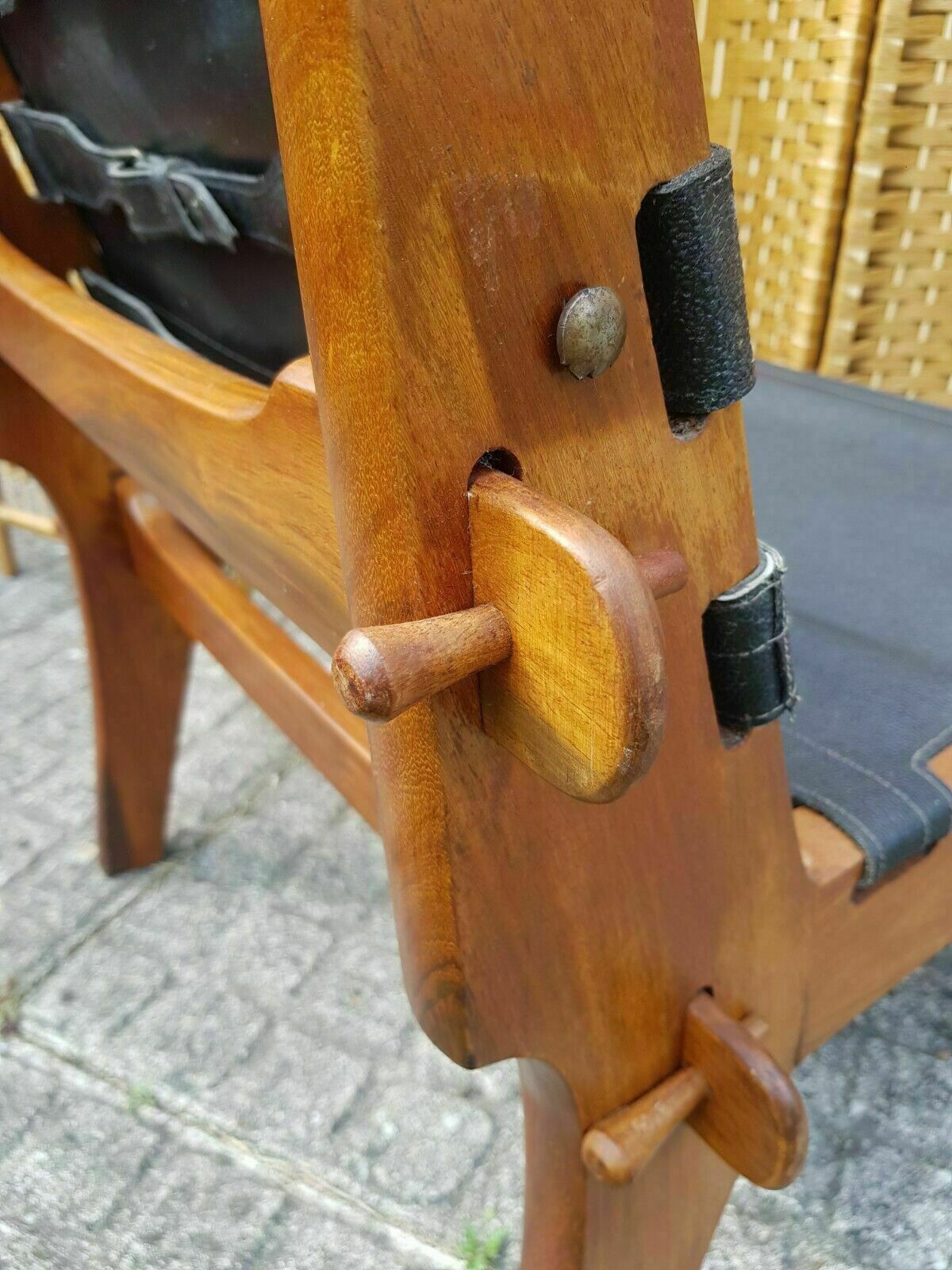 895.0 Safari Chair By Angel Pazmino Rosewood And Leather Mid Century Vintage 60s. photo