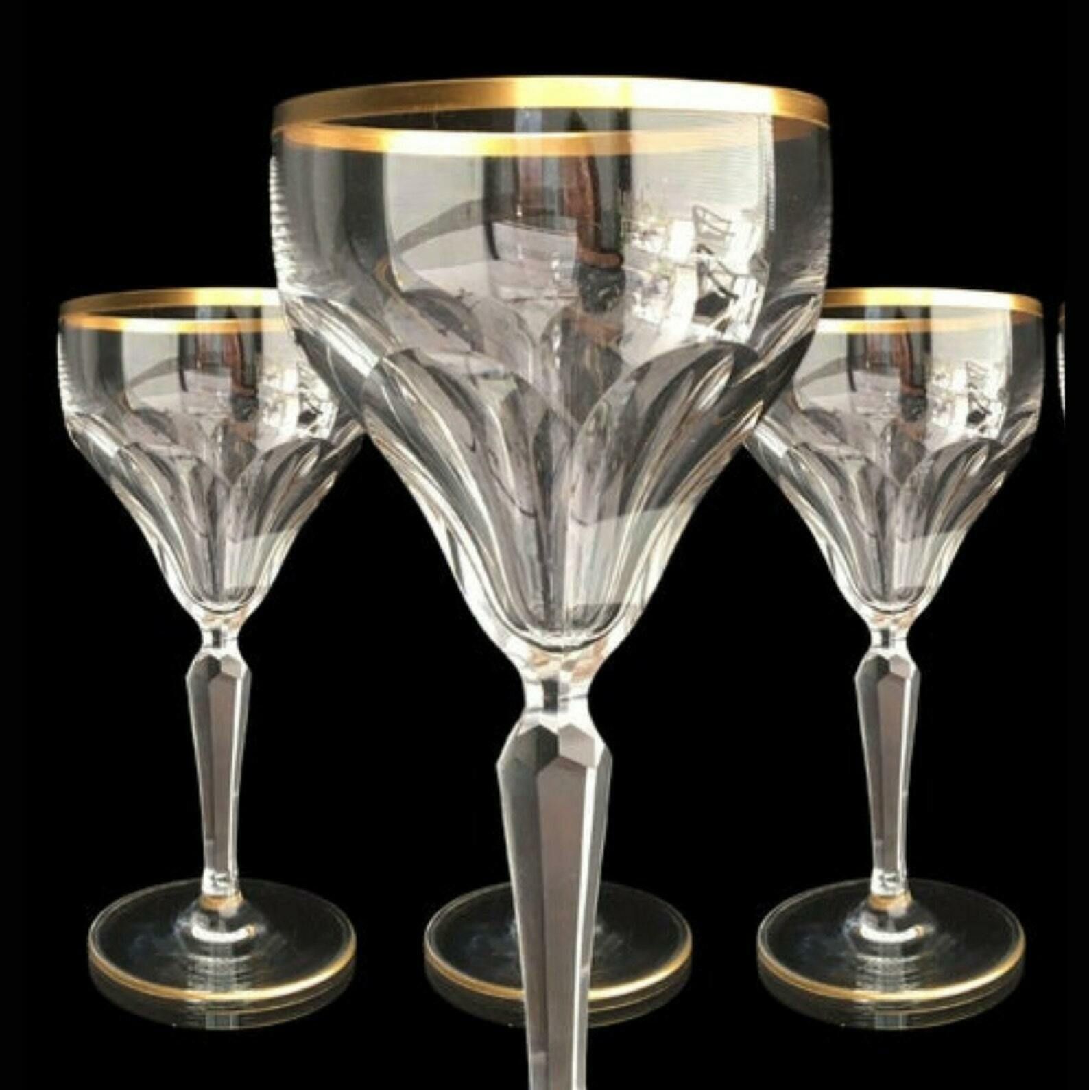 6x Kristallen Wijnglazen | Ladyhamilton | Gouden Rand | Panelgravure photo furniture