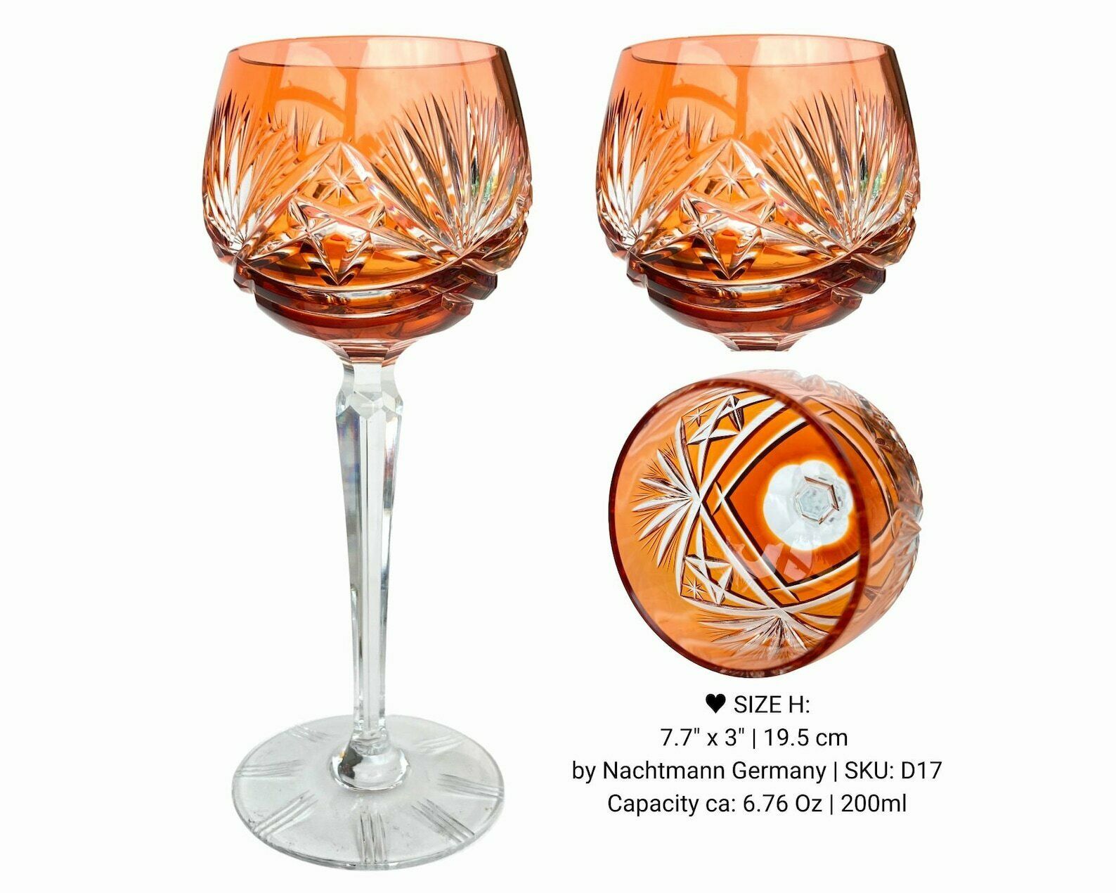 Crystal Wine Glass  1pcs Color Wine Goblet  Cut Pattern And Color Overlay  By Nachtmann, Series 124 photo buy