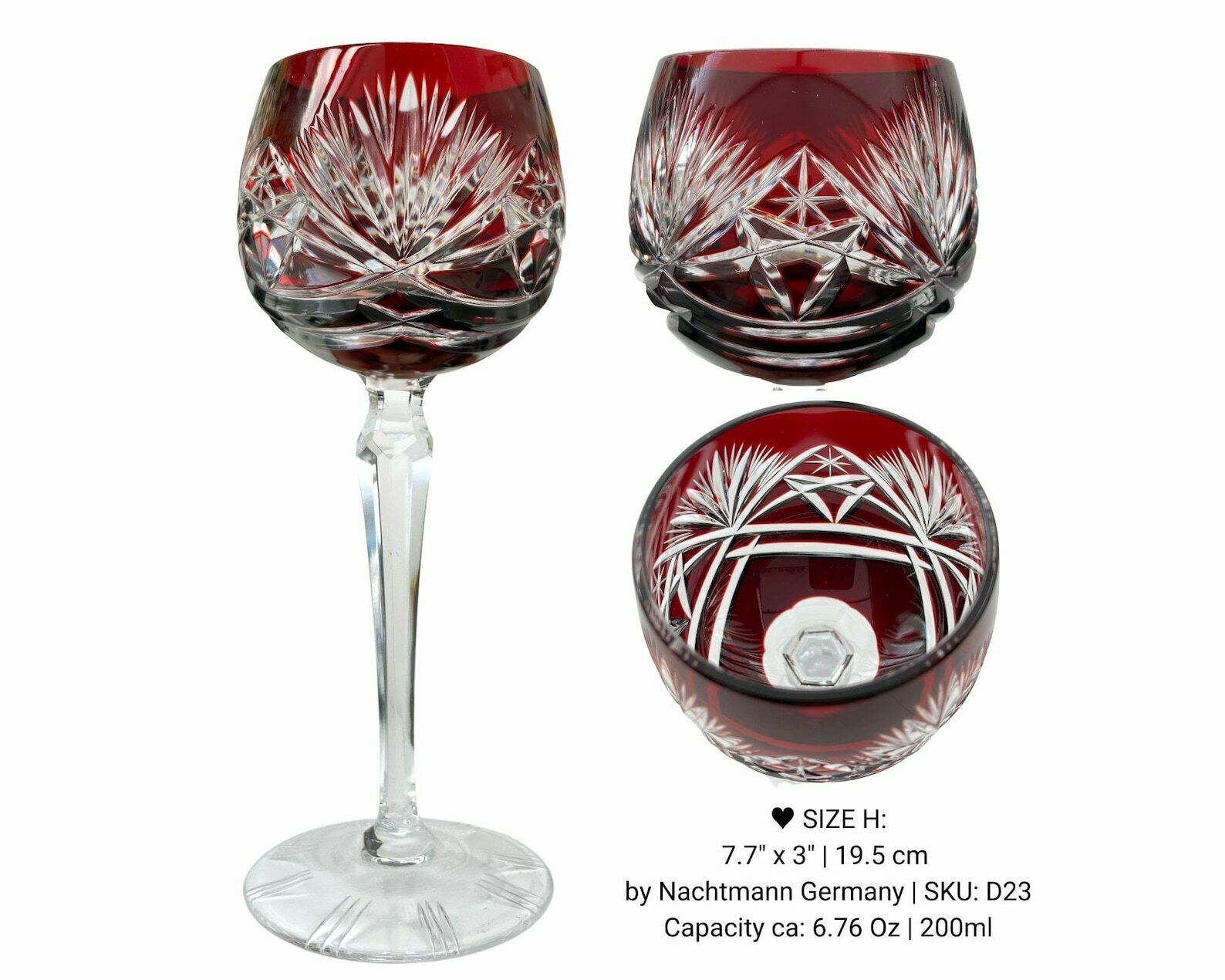 Crystal Wine Glass  1pcs Color Wine Goblet  Cut Pattern And Color Overlay  By Nachtmann, Series 124 photo vintage
