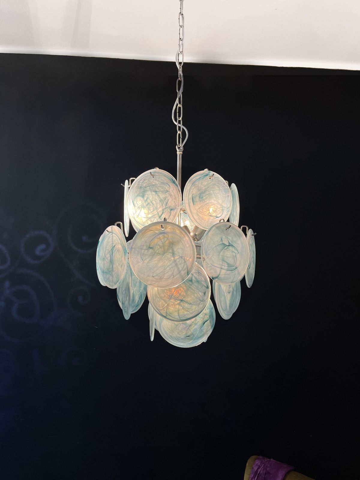 photo vinterior Vintage Italian Murano Chandelier   24 Blue Disks