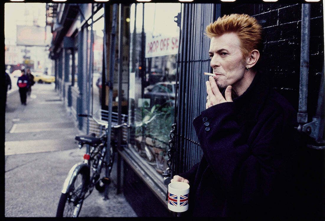 English Singer And Songwriter David Bowie In New York City, In Front Of Tea & Sympathy On January 10, 1997.