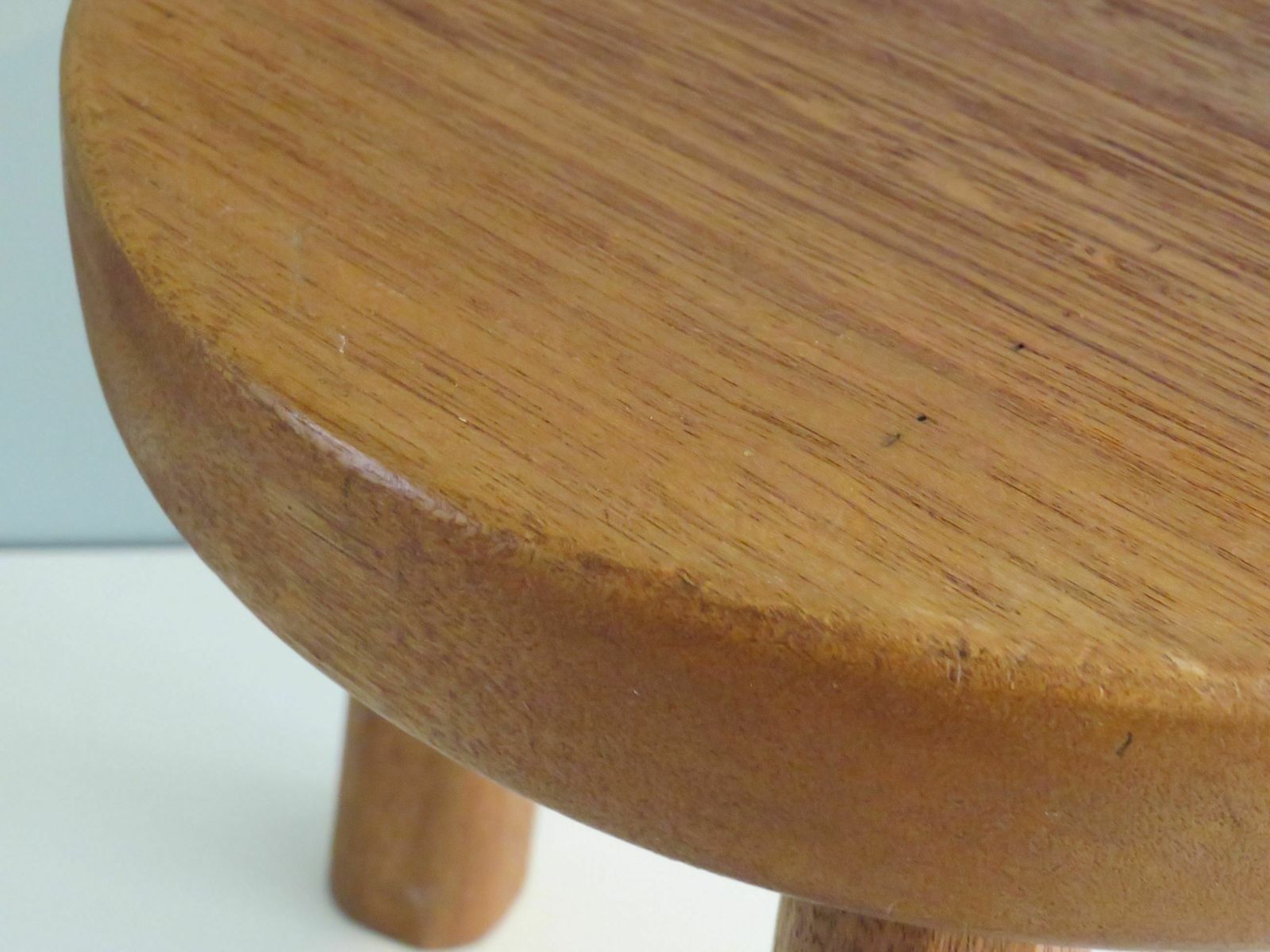 Brutalist Wooden Tripod Stool With Flared Legs, France 1960 photo for sale
