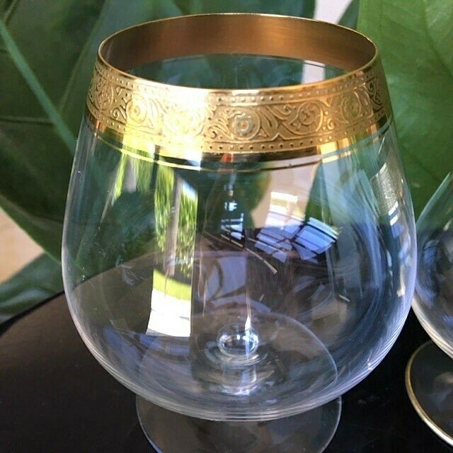 Kristallen Brandyglazen | 2 Stuks | Cognacglazen | 24 Karaats Gouden Rand (Mintonborte) Theresienthal photo Woonaccessoires