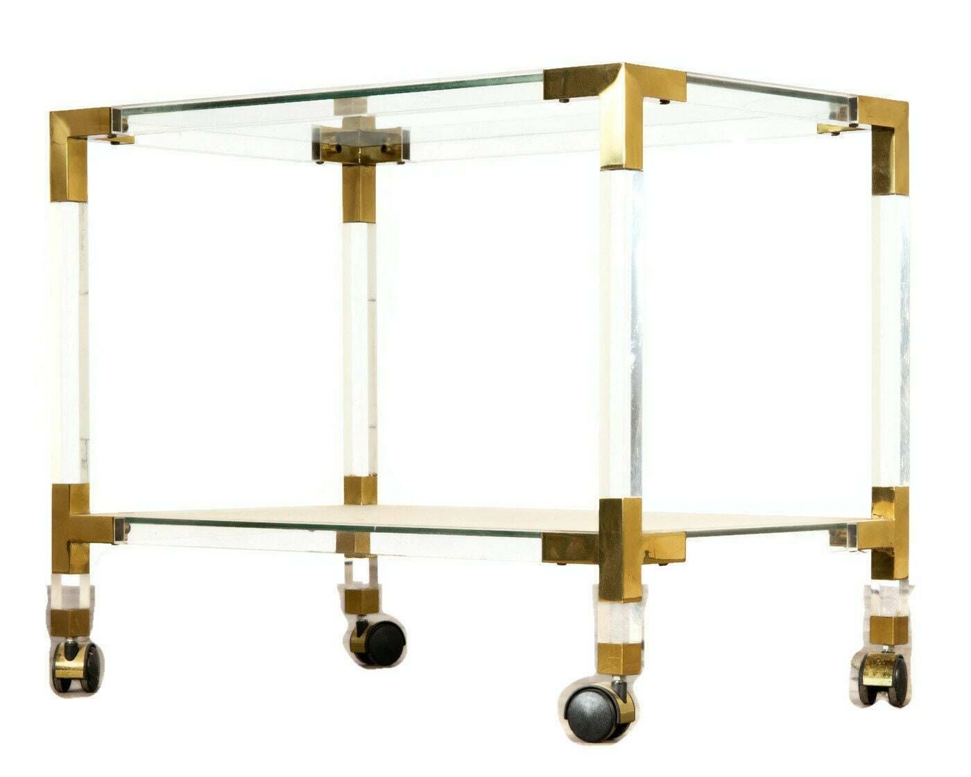 Pierre Vandel Serveerwagen In Lucite, Messing En Glas. photo furniture