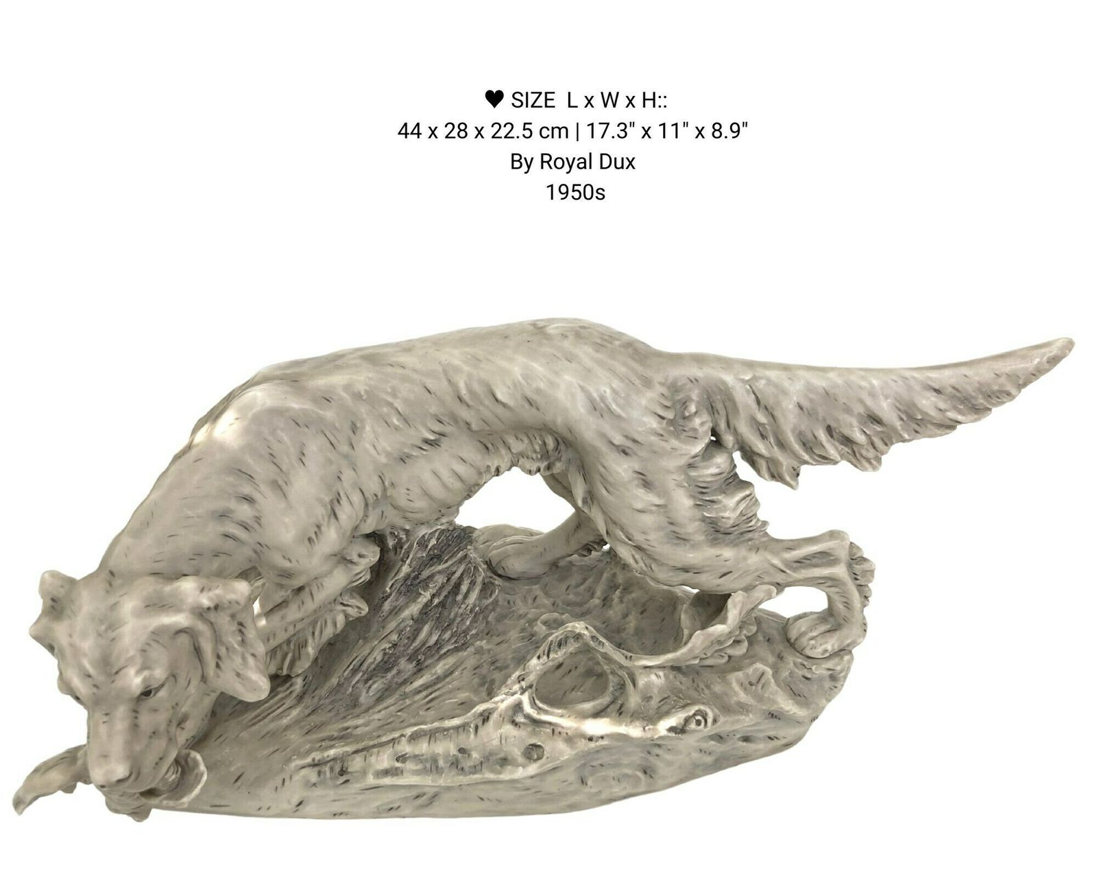 Large Hunting Dog Statue | Royal Dux Dog Figurine | 1950s | 17" photo Art