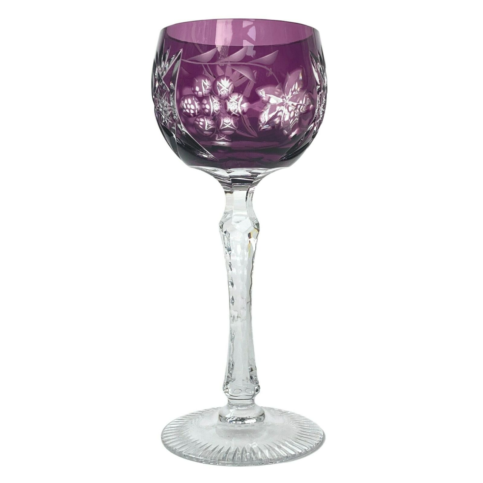6x Paarse Wijnglazen | Amethyst Wijnglazen | Motief Druiven | Cut To Clear Kristal photo 349.0