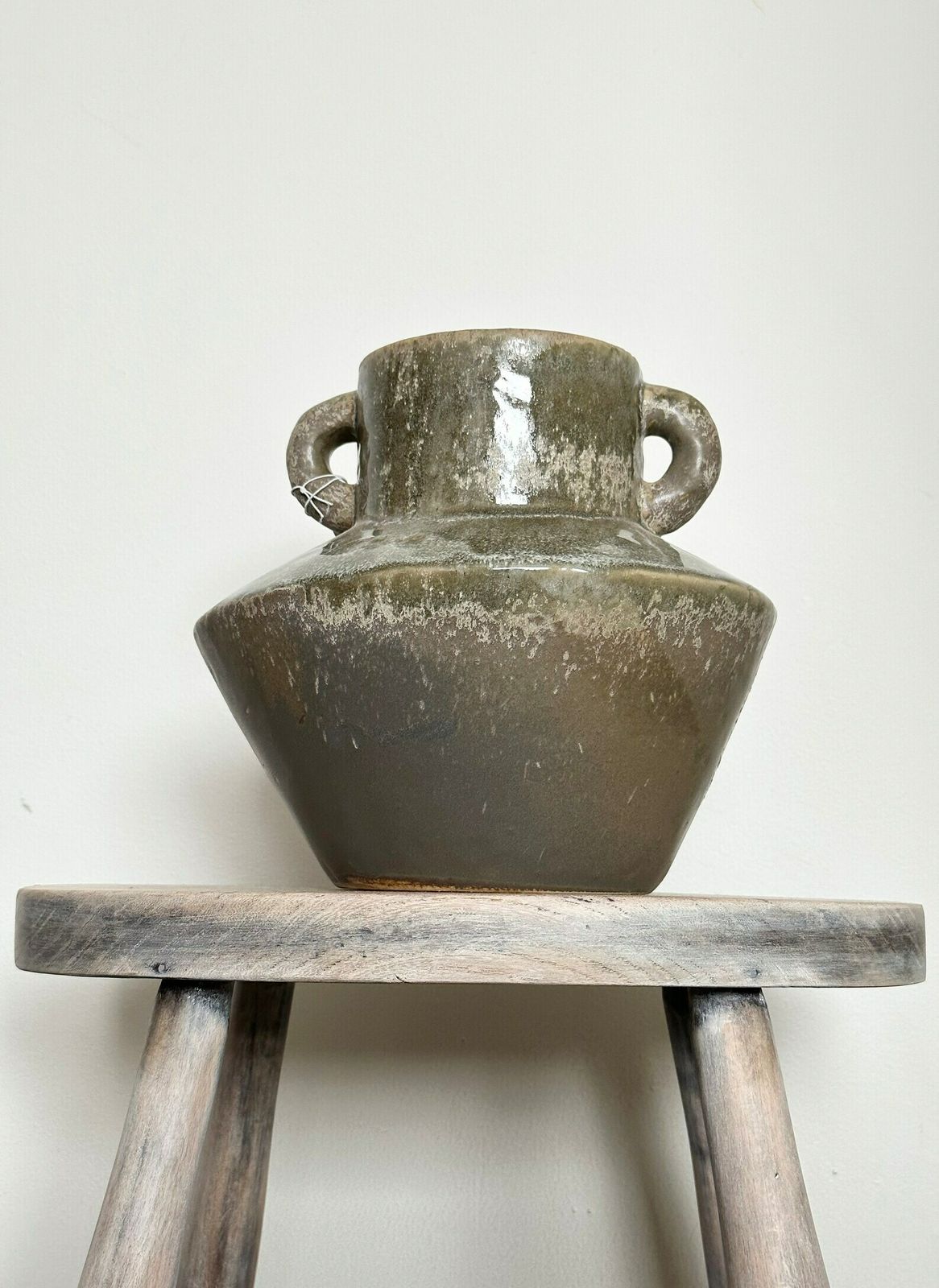 Stoneware Liquen Vase, Rustic Vase, Aged Vase, Contemporary Vase, Green Vase, Glazed Vase, Pottery Vase photo Home Decor