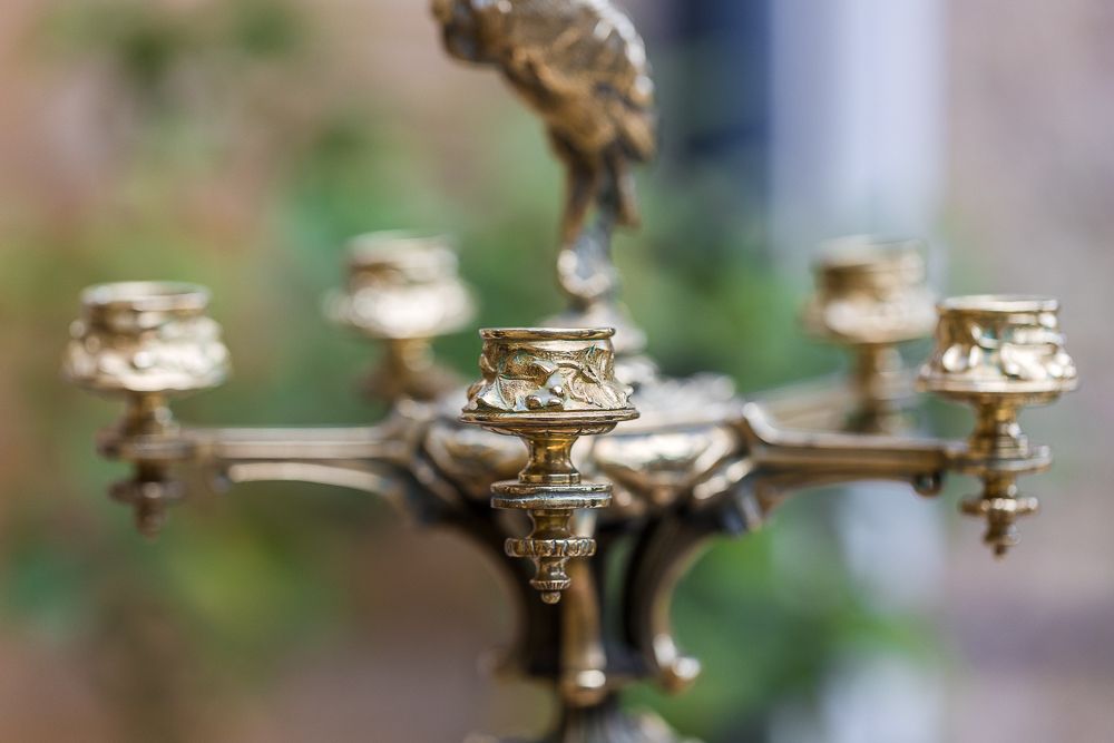 A Pair Of Regency Gilt Metal Five Branch Candelabra photo Home Decor