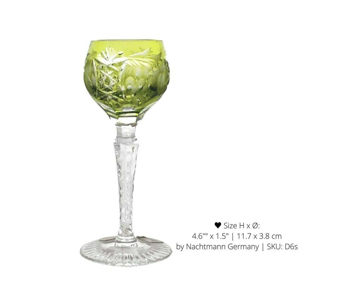 6x Nachtmann Traube Cordial Glasses | Color Overlay | Cut Crystal | 70s photo Home Decor