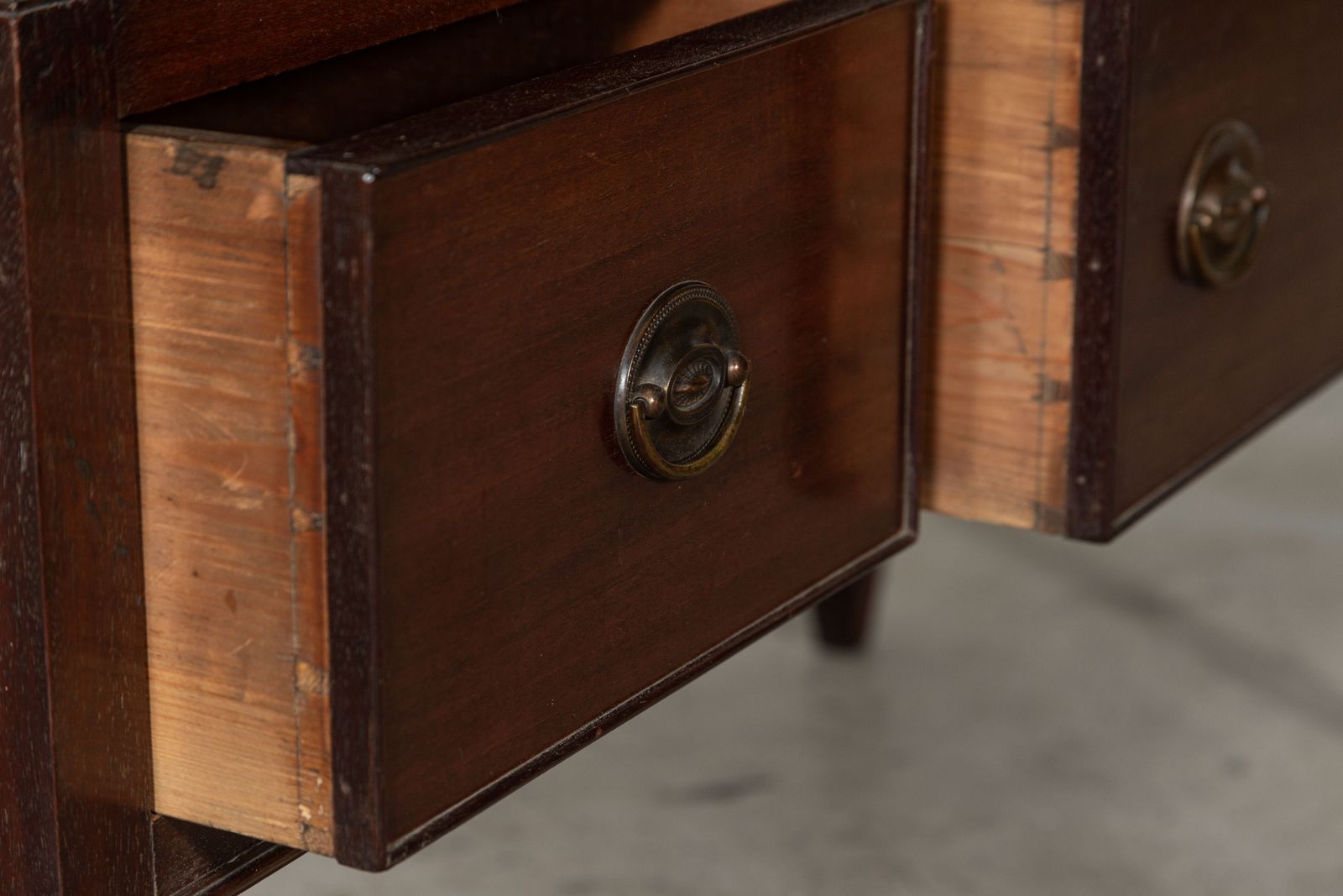 photo vintage English Mahogany Arched Glazed Dresser Cabinet