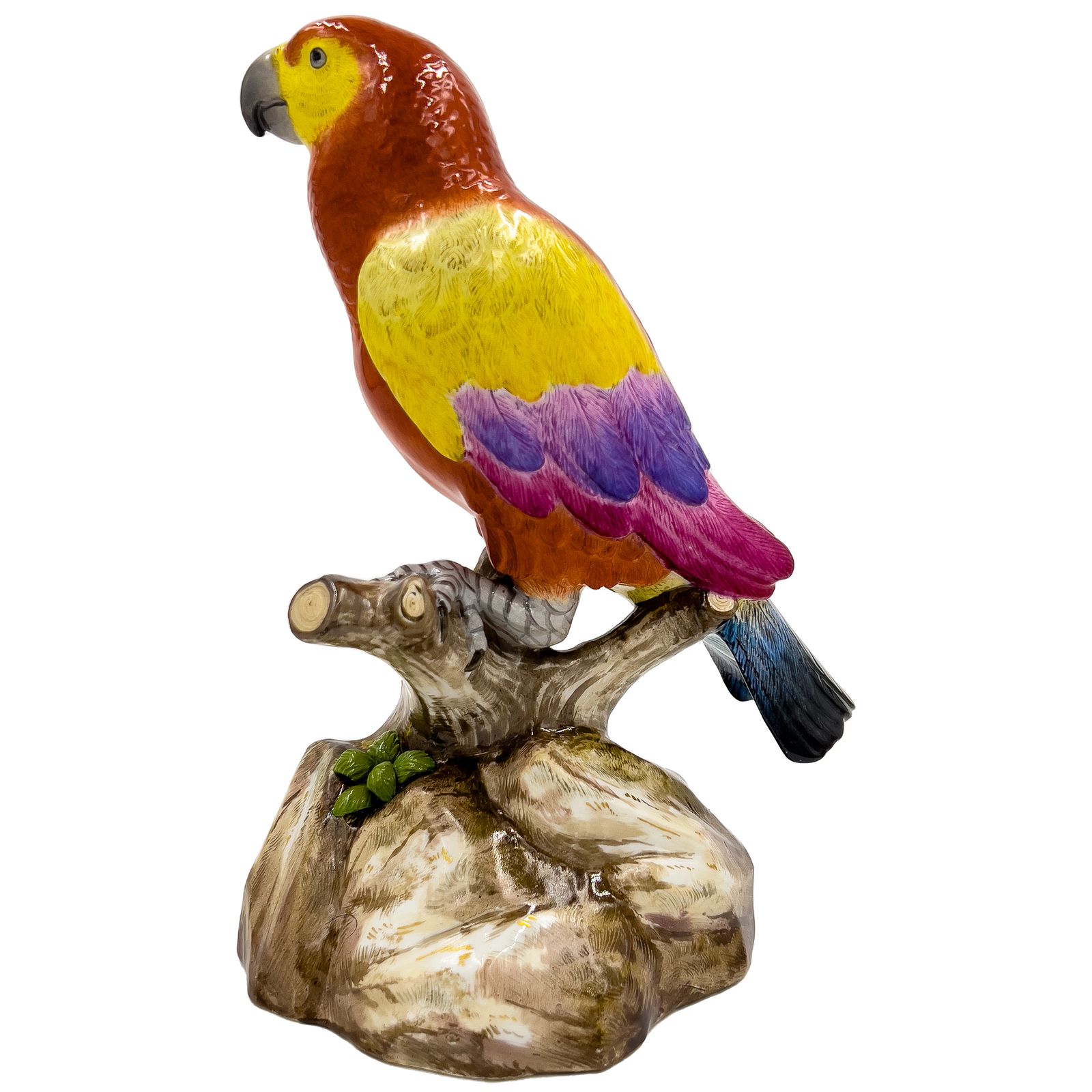 Large 19th Century Meissen Figure Of A Multi Coloured Parrot photo for sale