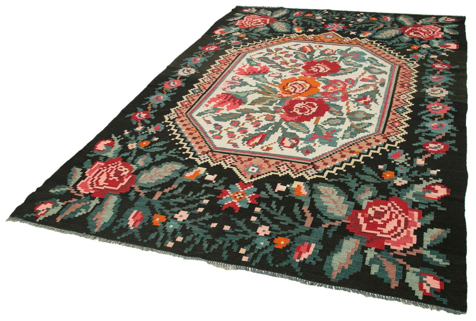 Handmade Antique 187 Cm X 278 Cm Black Moldovian Kilim Rug photo Textiles