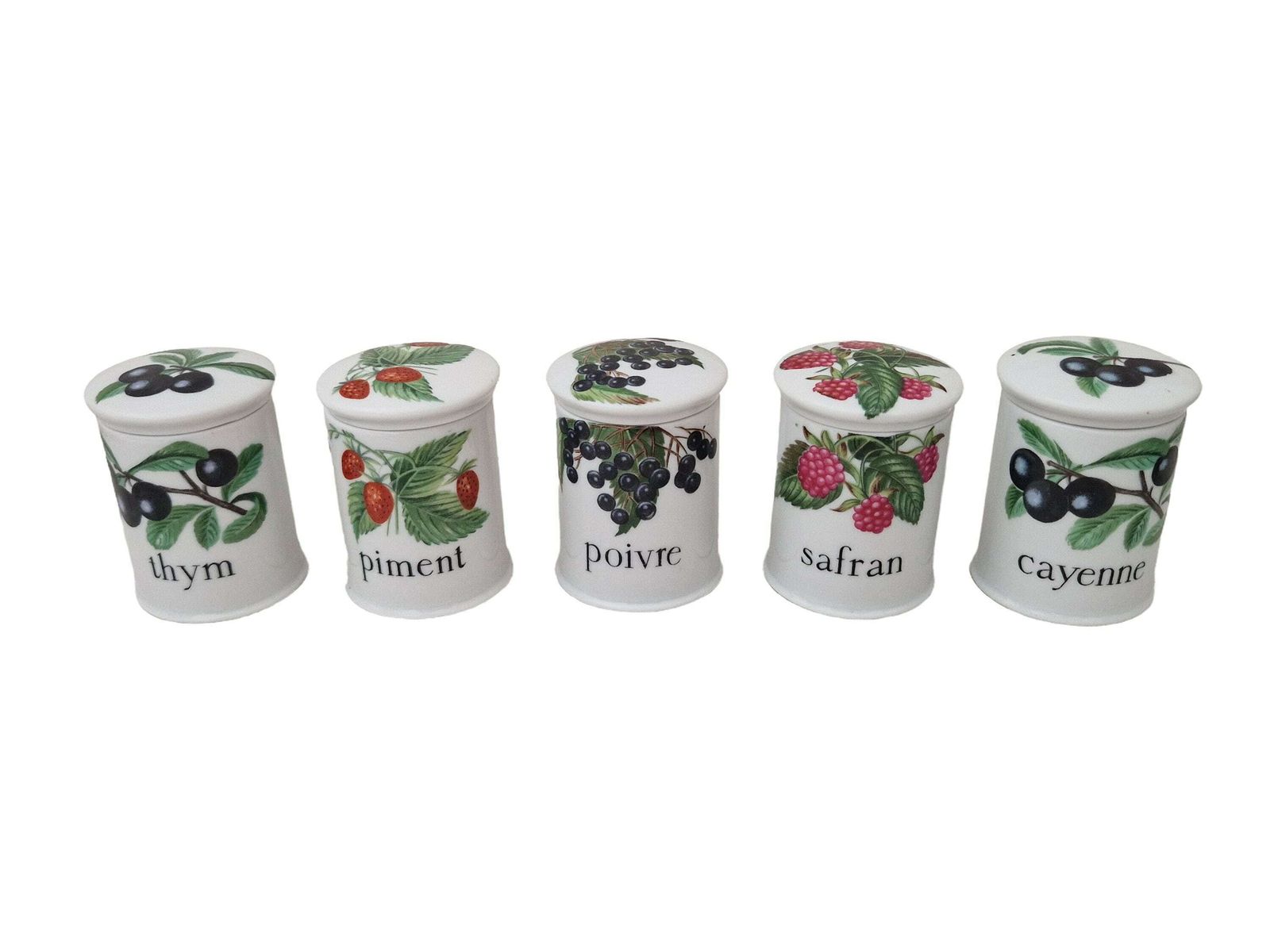 Paris Porcelain Kitchen Canister Set With Wild Berries, Small French Ceramic Storage Jars photo furniture
