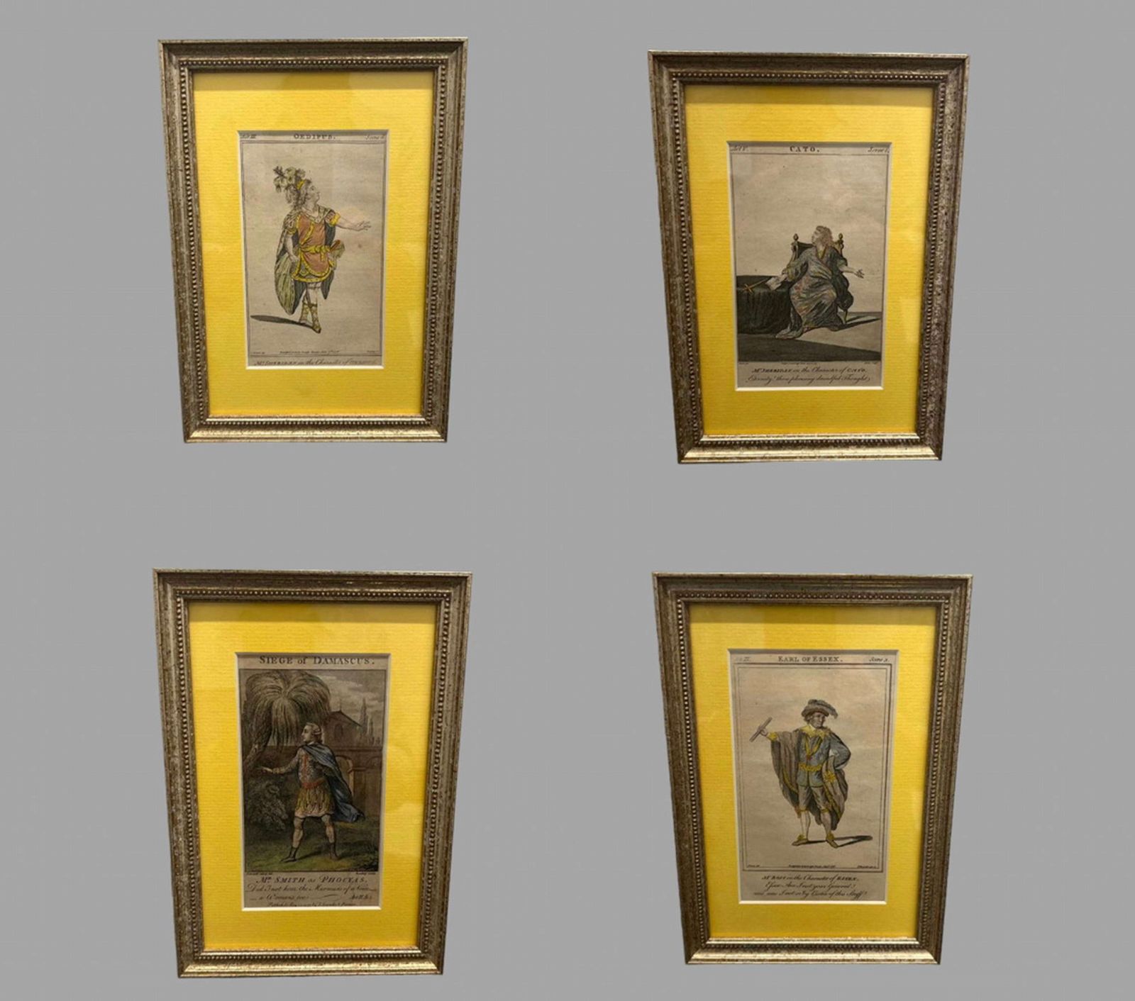 A Set Of Four Framed Theatrical Prints Hand Coloured