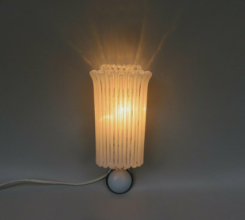photo for sale Wall Lights In Glass, Porcelain & Chrome Plate From Limburg, Keuco, 1970s, Set Of 2