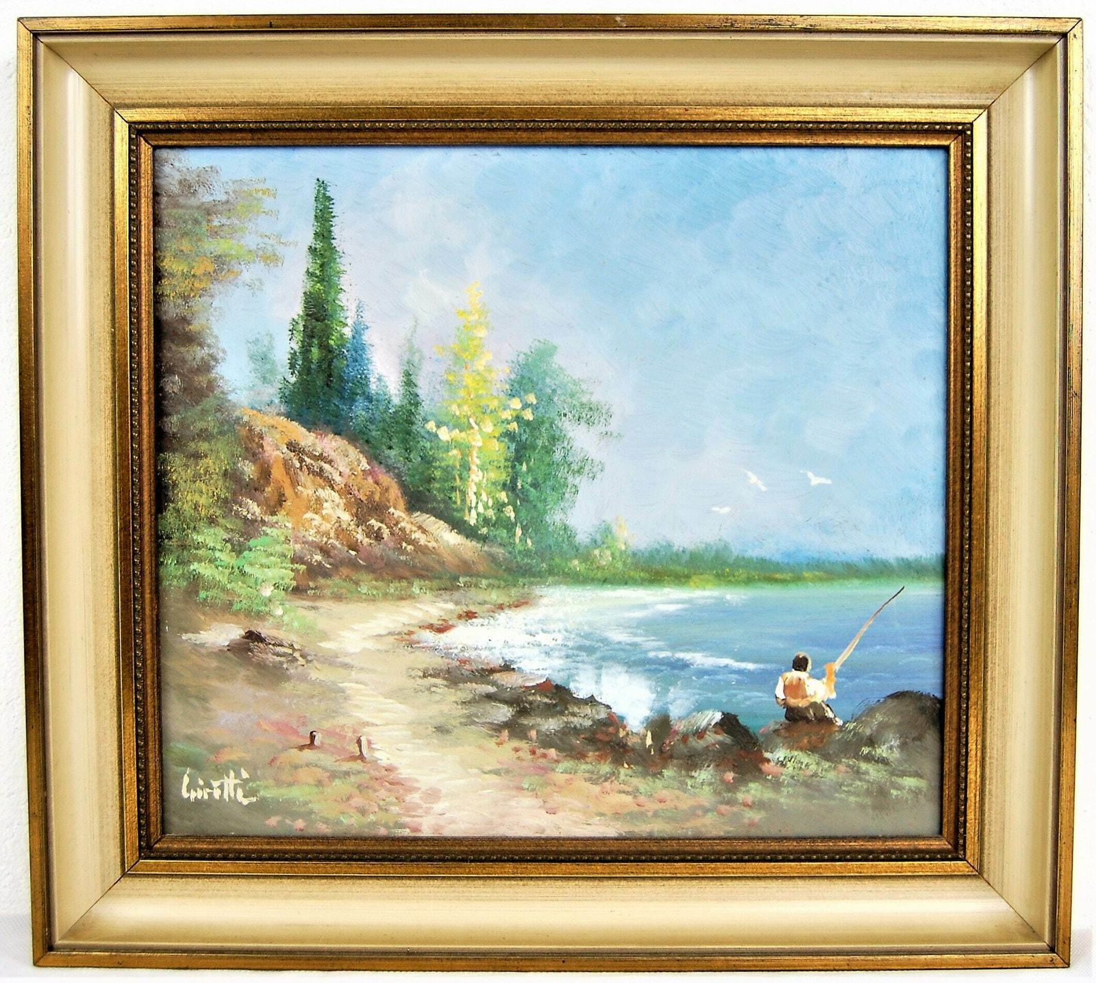 The Fisherman, Vintage Oil Painting photo for sale