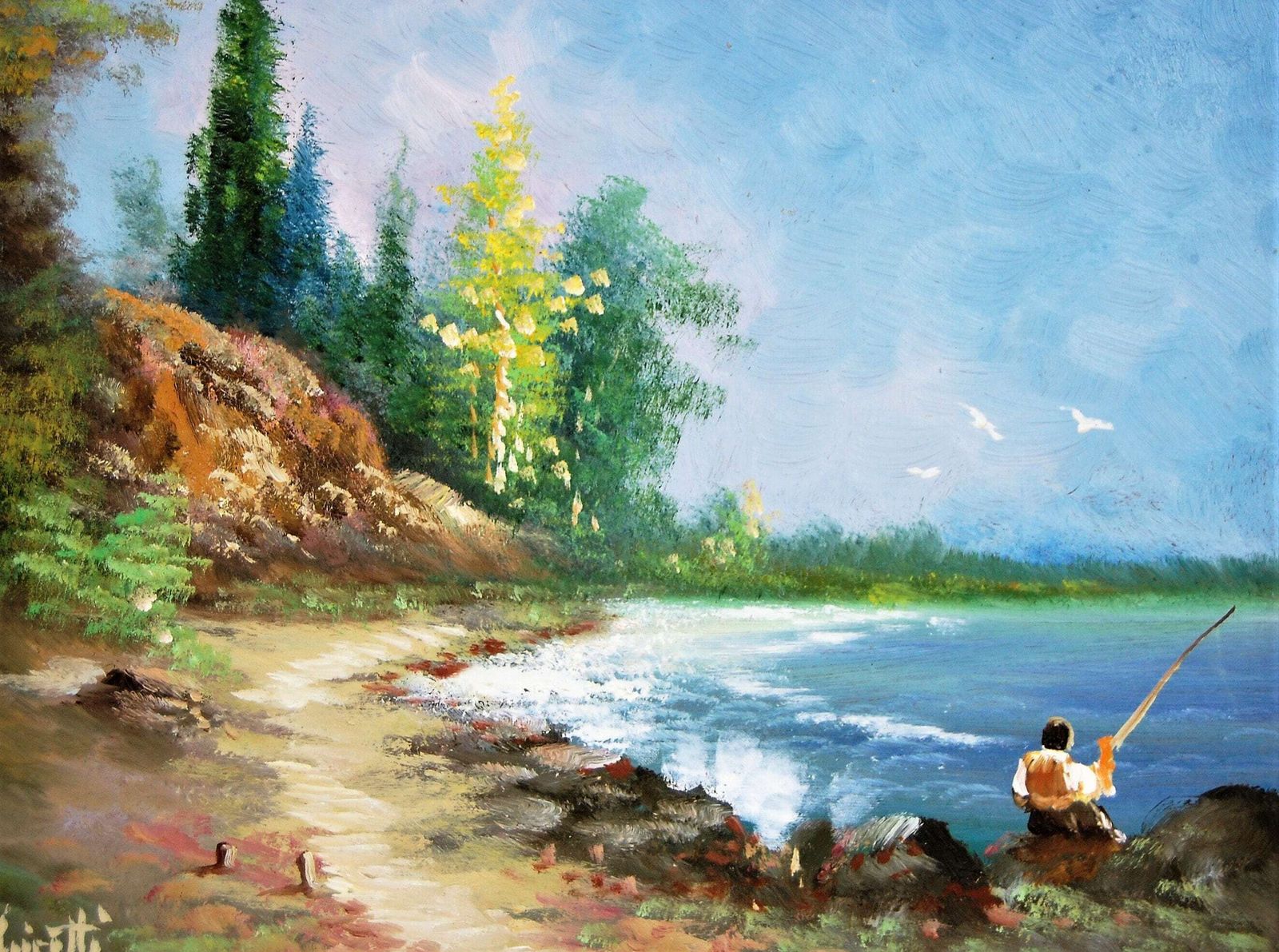 The Fisherman, Vintage Oil Painting photo vinterior