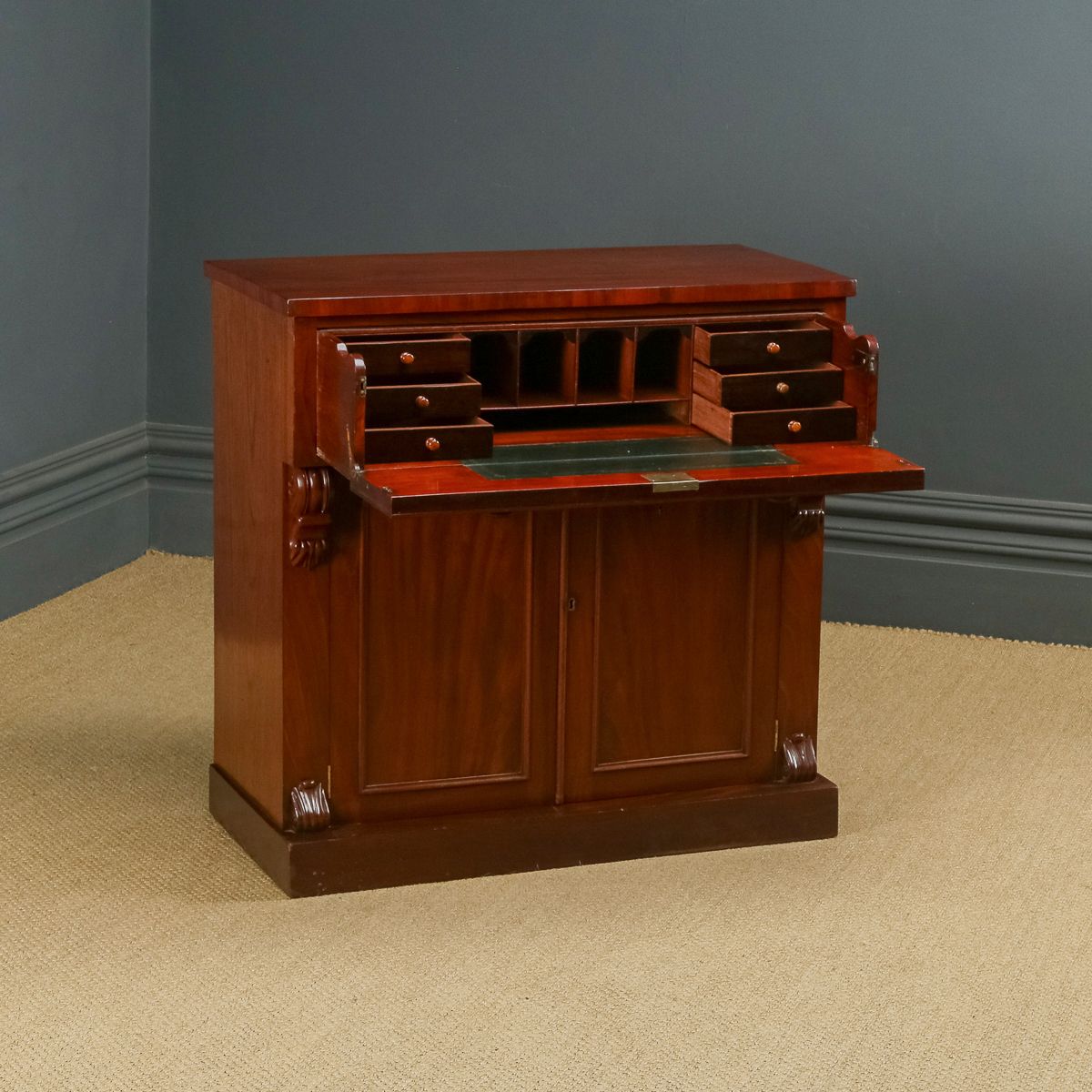 English William IV Mahogany Secretaire Bureau Desk Chiffonier (Circa 1835) photo for sale