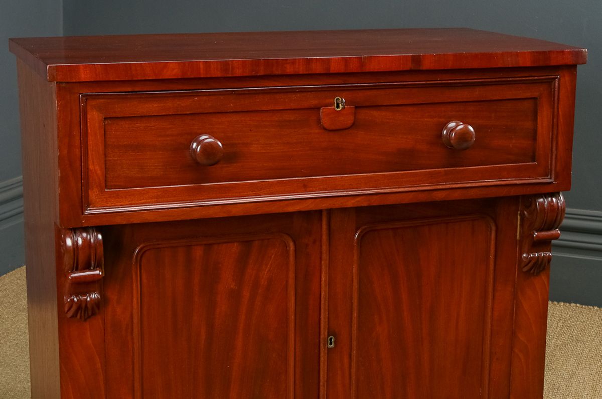 photo furniture English William IV Mahogany Secretaire Bureau Desk Chiffonier (Circa 1835)