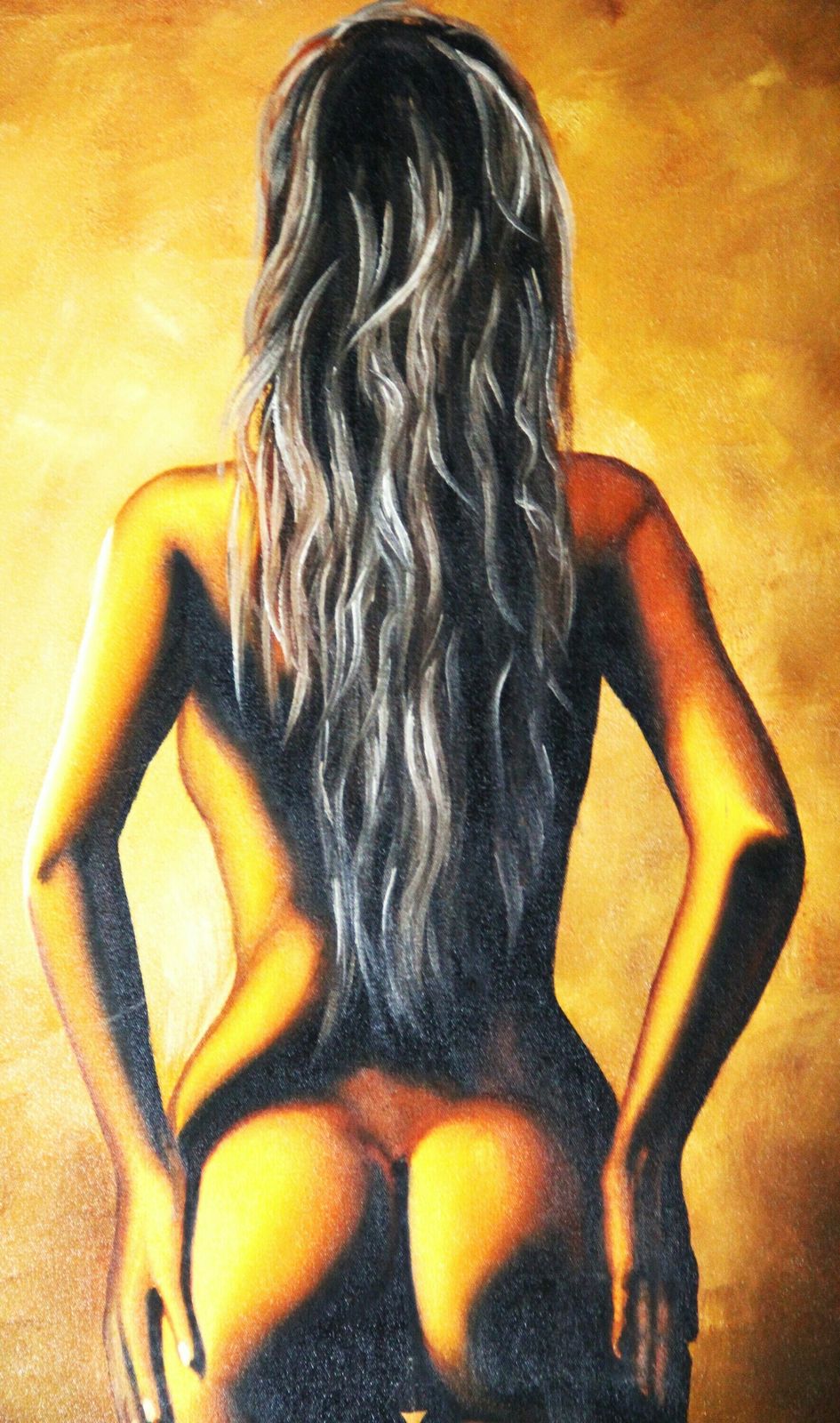 Erotic Girl Painting, 1990s, Vintage photo for sale