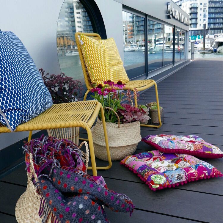 Pair Of Yellow Mediteranean String Chairs