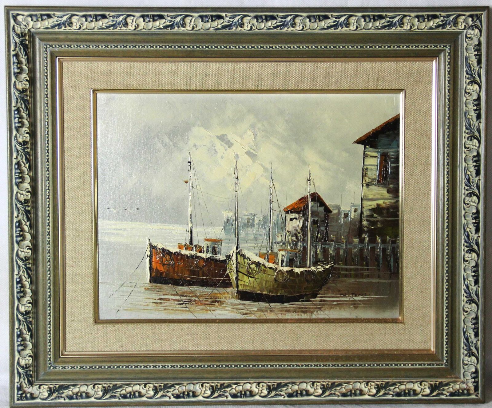 Winter In Port By W. Jones, 1970s photo for sale