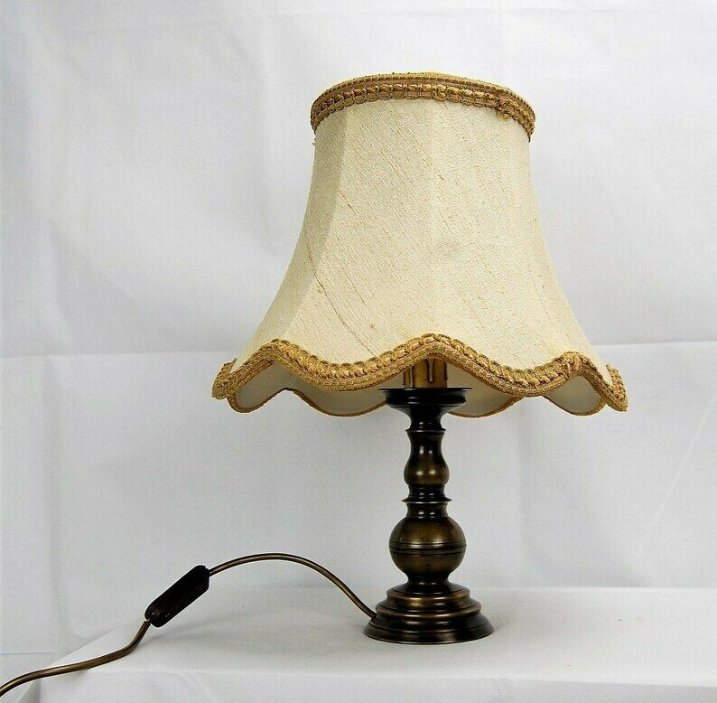 Noble Lamp From The Middle Of The Century With Raw Silk Shade, Germany Of The 1940s photo furniture