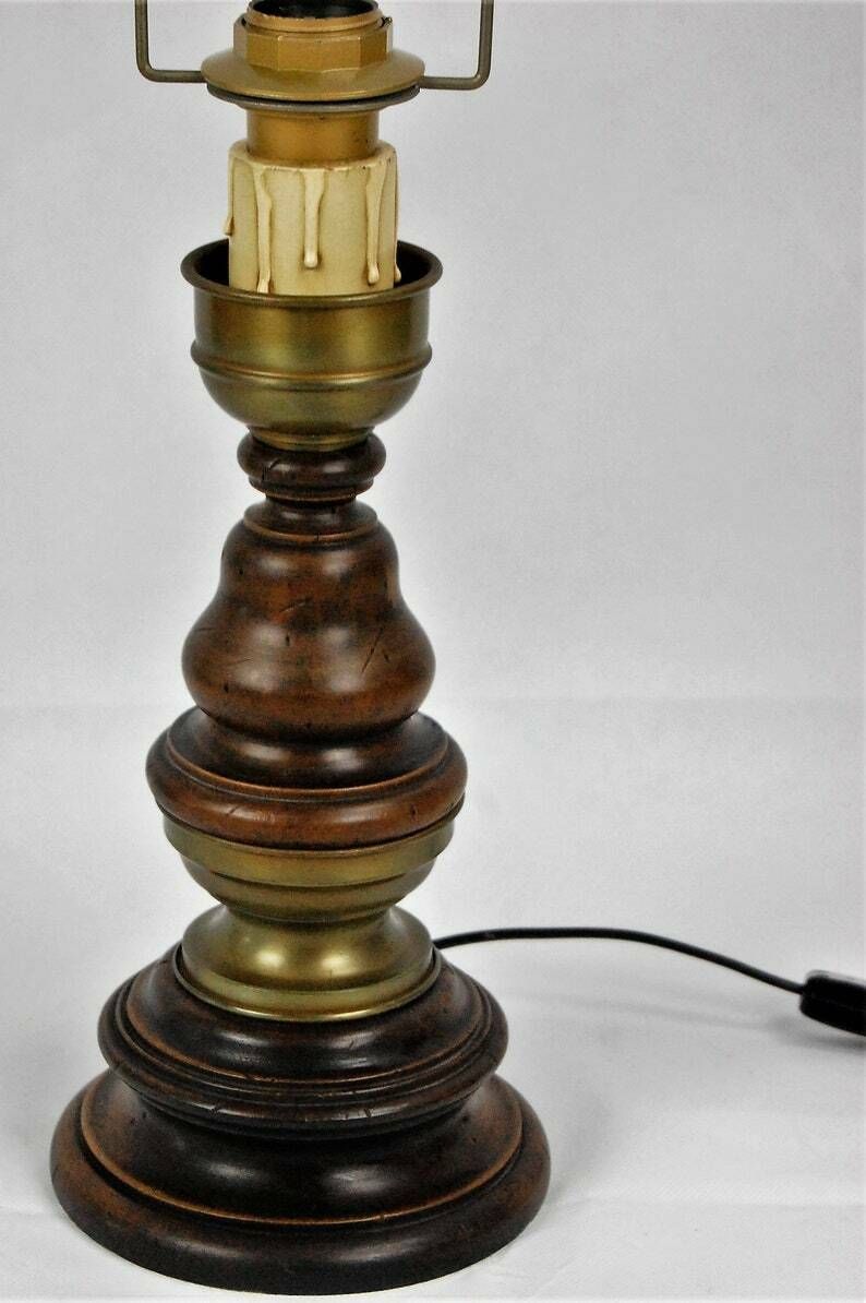 photo furniture Table Lamp Made Of Wood And Copper