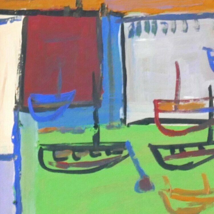 Boats On Estuary Bank Newlyn School photo Art