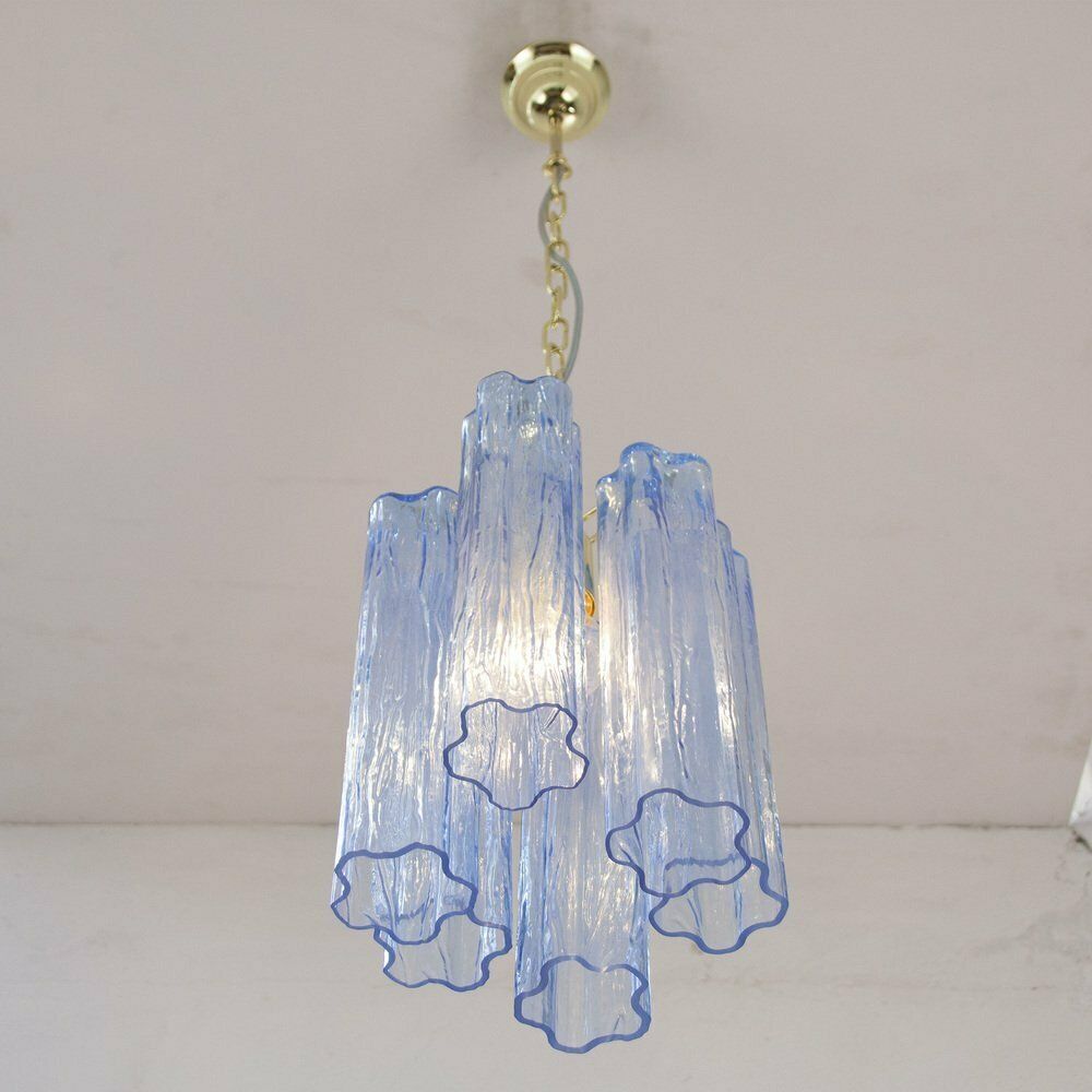 Tronchi Blue Glass Chandelier, Italy, 1990s photo 529.0