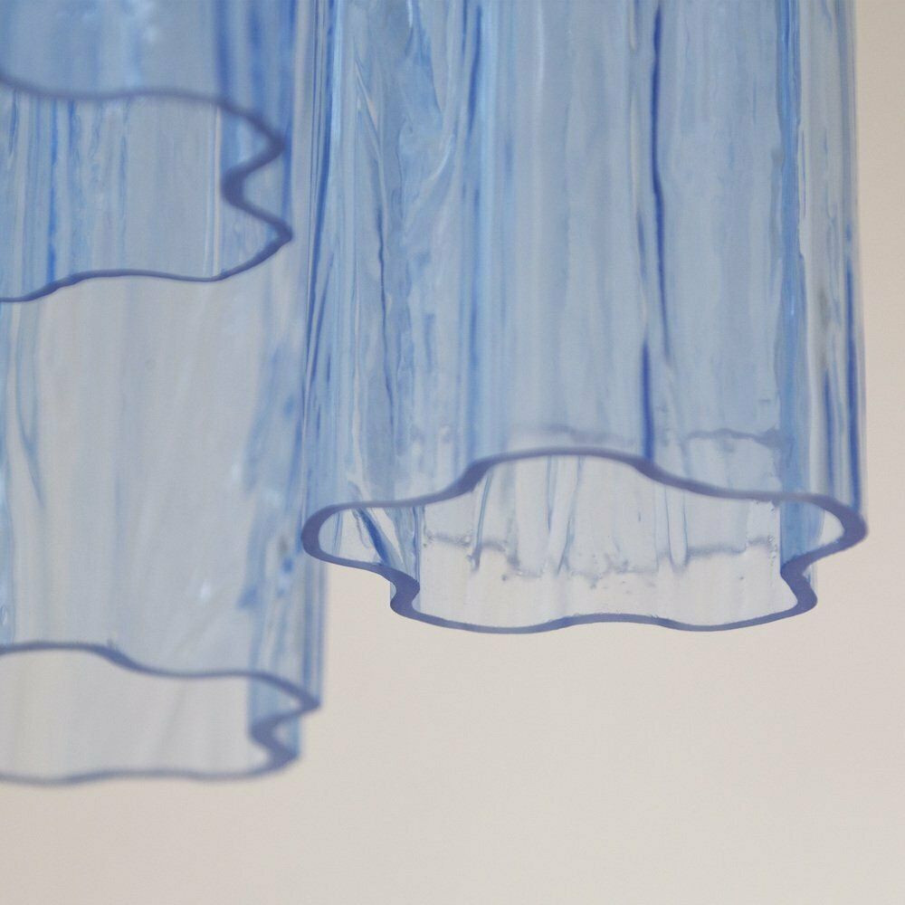 photo for sale Tronchi Blue Glass Chandelier, Italy, 1990s