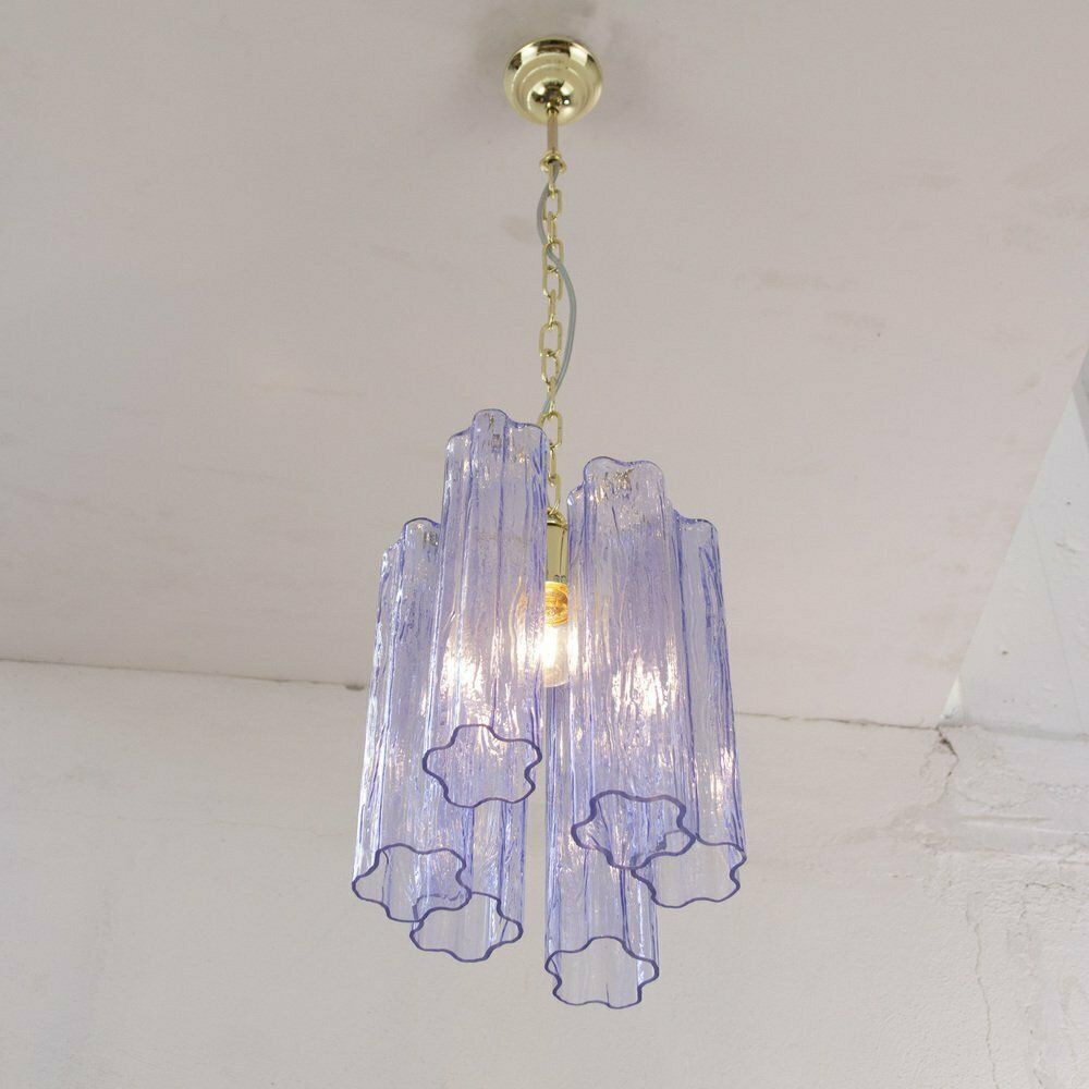 Tronchi Chandelier In Violet Blue Glass, Italy, 1990s photo Lighting