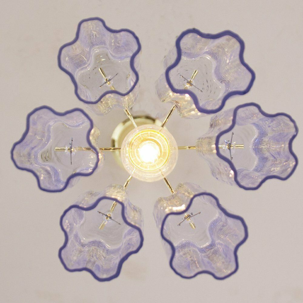 Lighting Tronchi Chandelier In Violet Blue Glass, Italy, 1990s photo