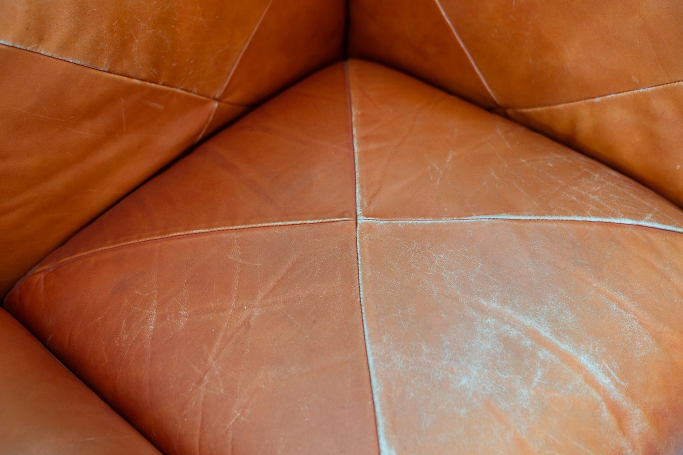photo for sale Marius&Marius Orange Leather Sofas And Poufs By Mario Marenco For Arflex – Techniform 70s Collection